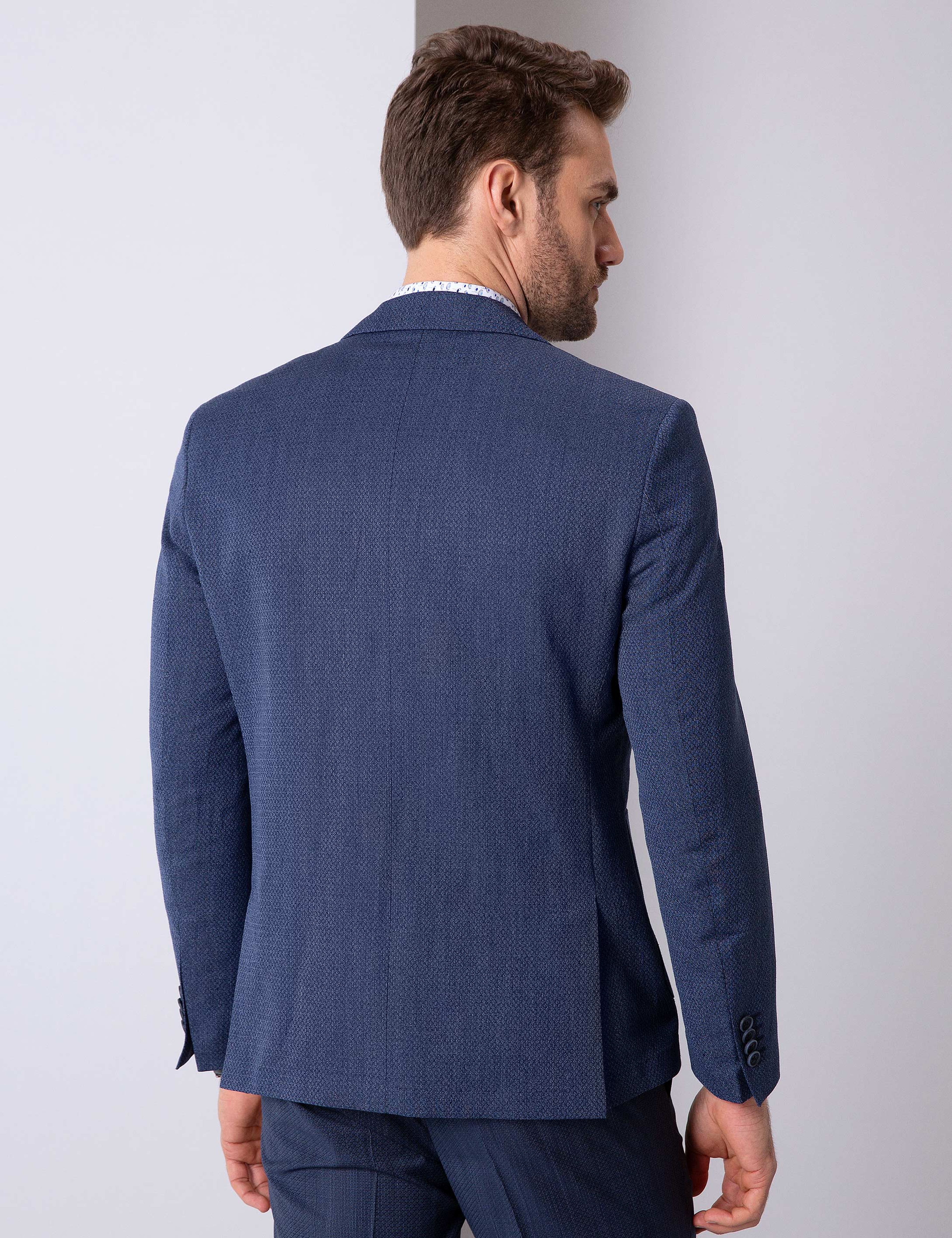 Lacivert Slim Fit Ceket - Image 4