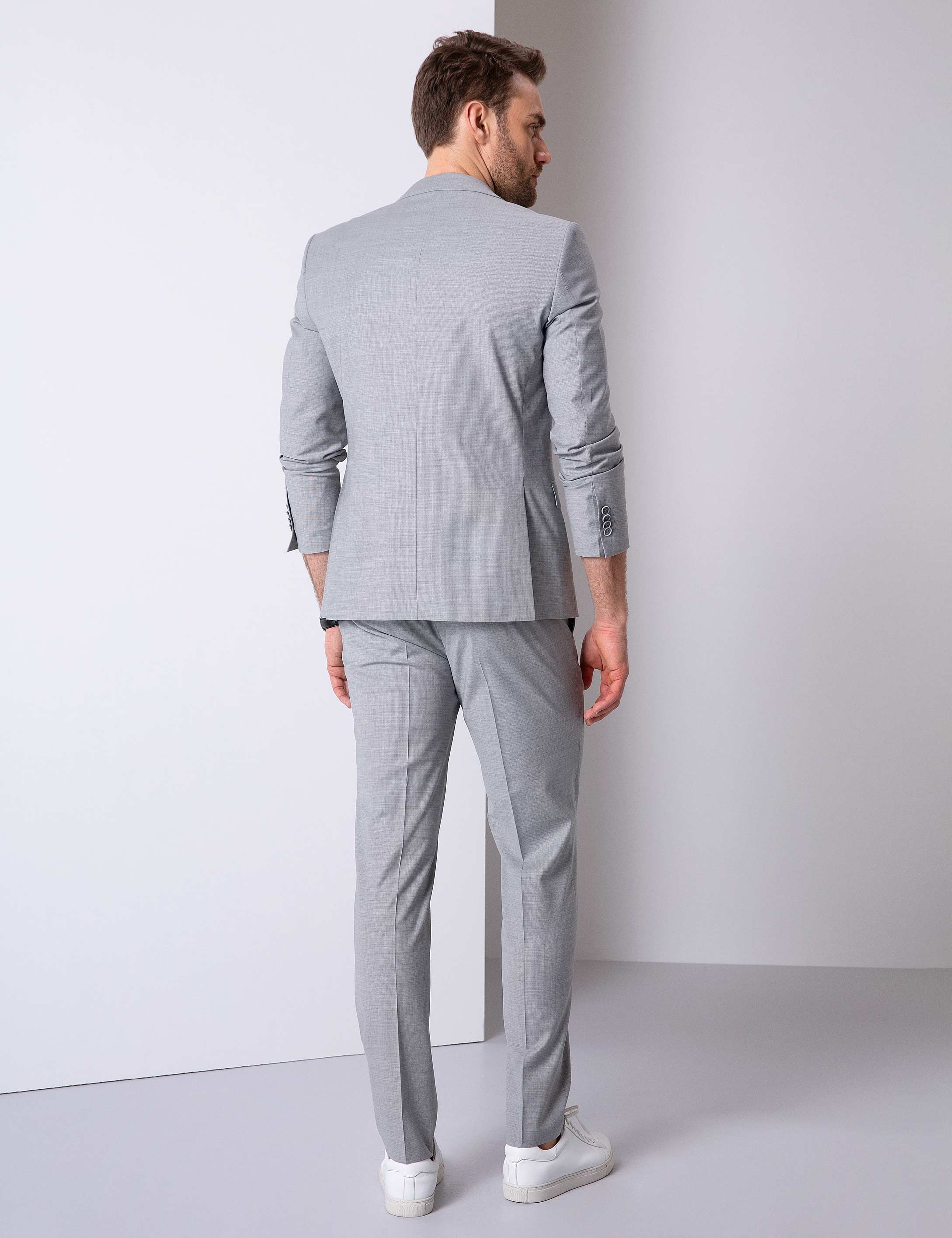 Gri Ekstra Slim Fit Takım Elbise - Image 3