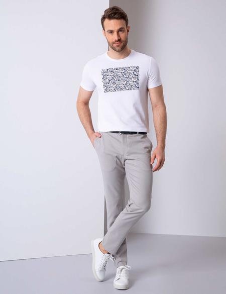 Beyaz Slim Fit Bisiklet Yaka T-Shirt - 50202519002