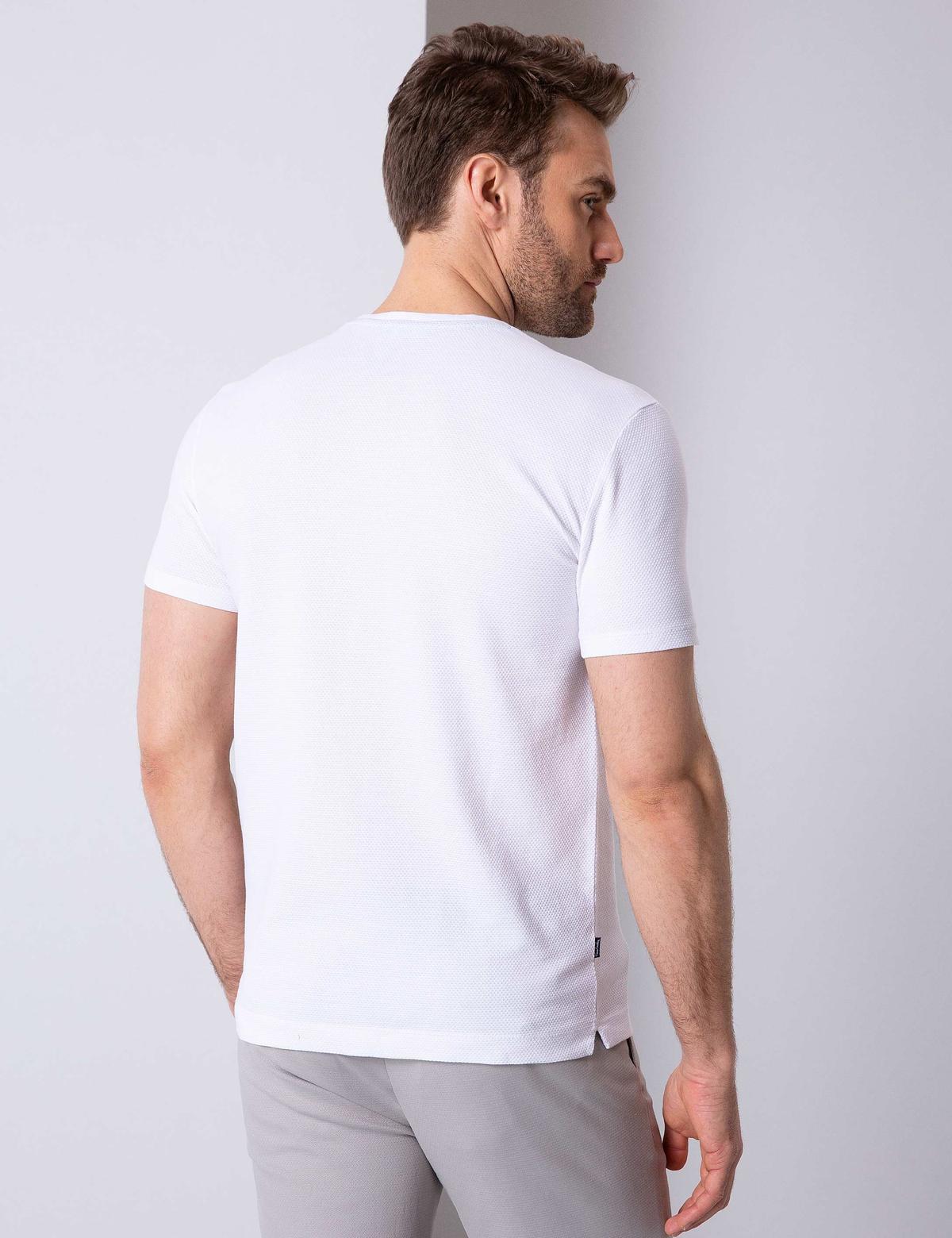 Beyaz Slim Fit Bisiklet Yaka T-Shirt - 50202519002