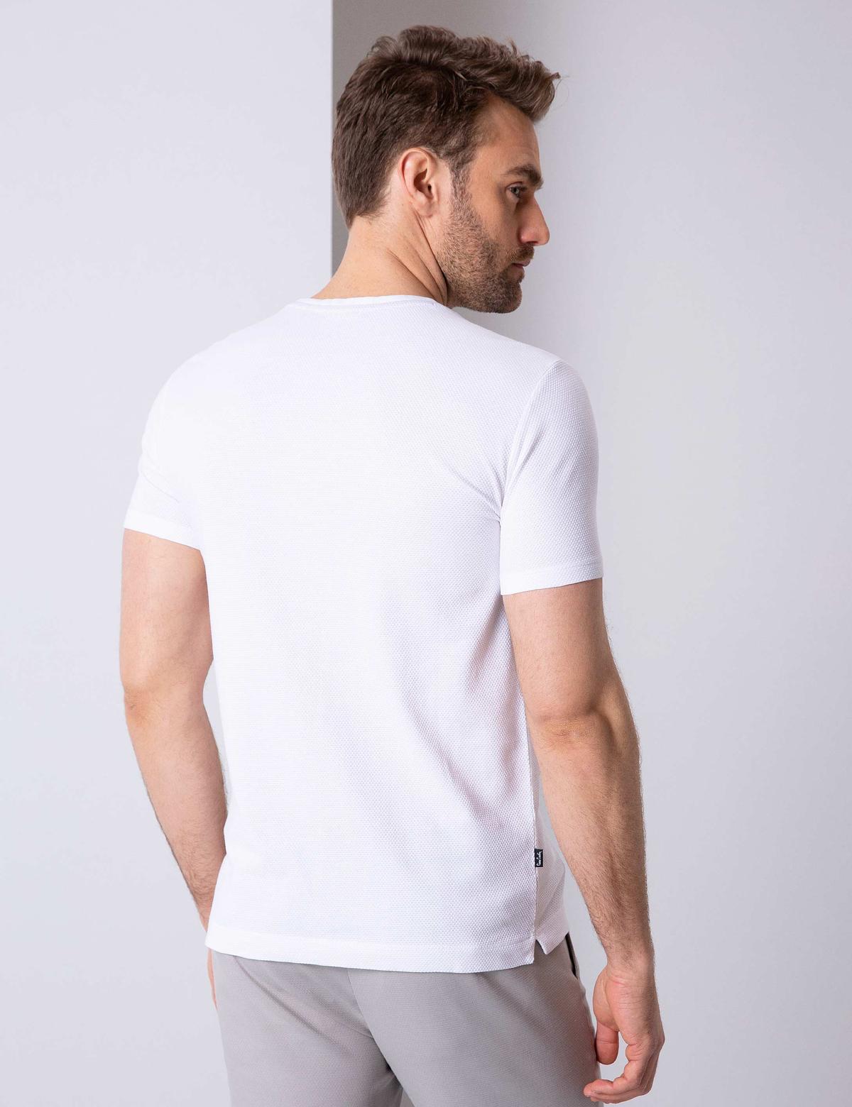 Beyaz Slim Fit Bisiklet Yaka T-Shirt - 50202519004