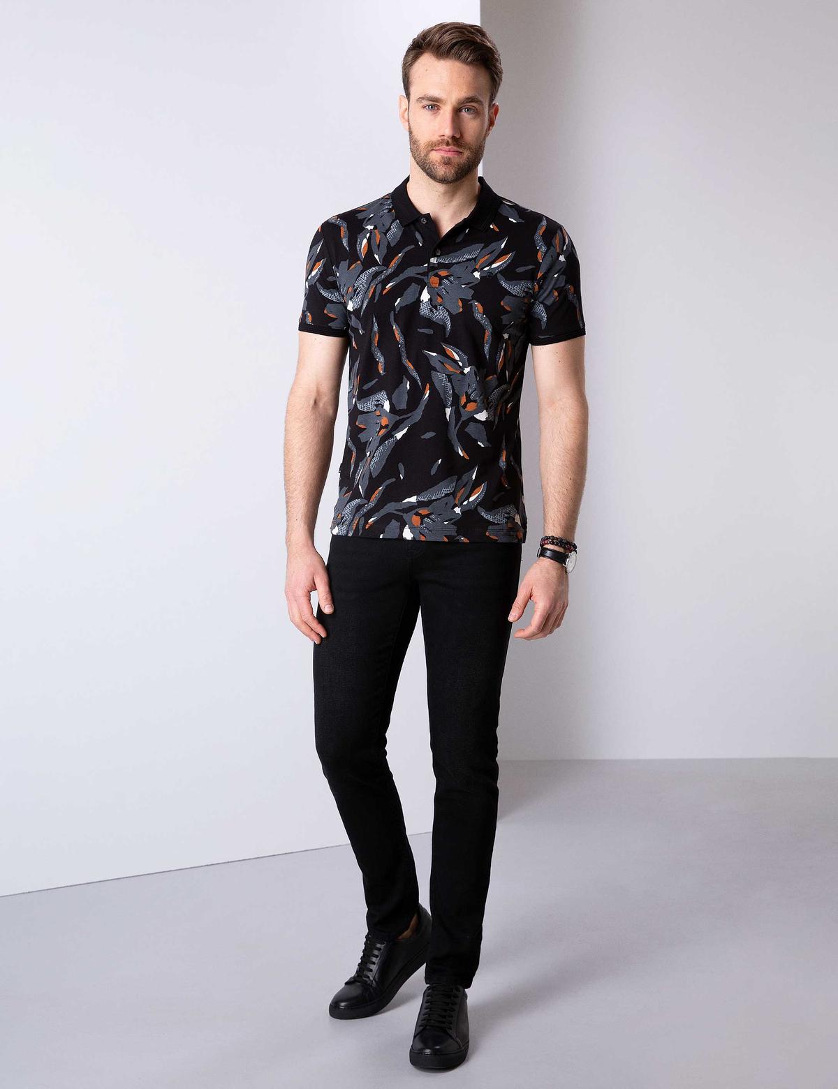 Siyah Slim Fit Polo Yaka T-Shirt - 50202533011