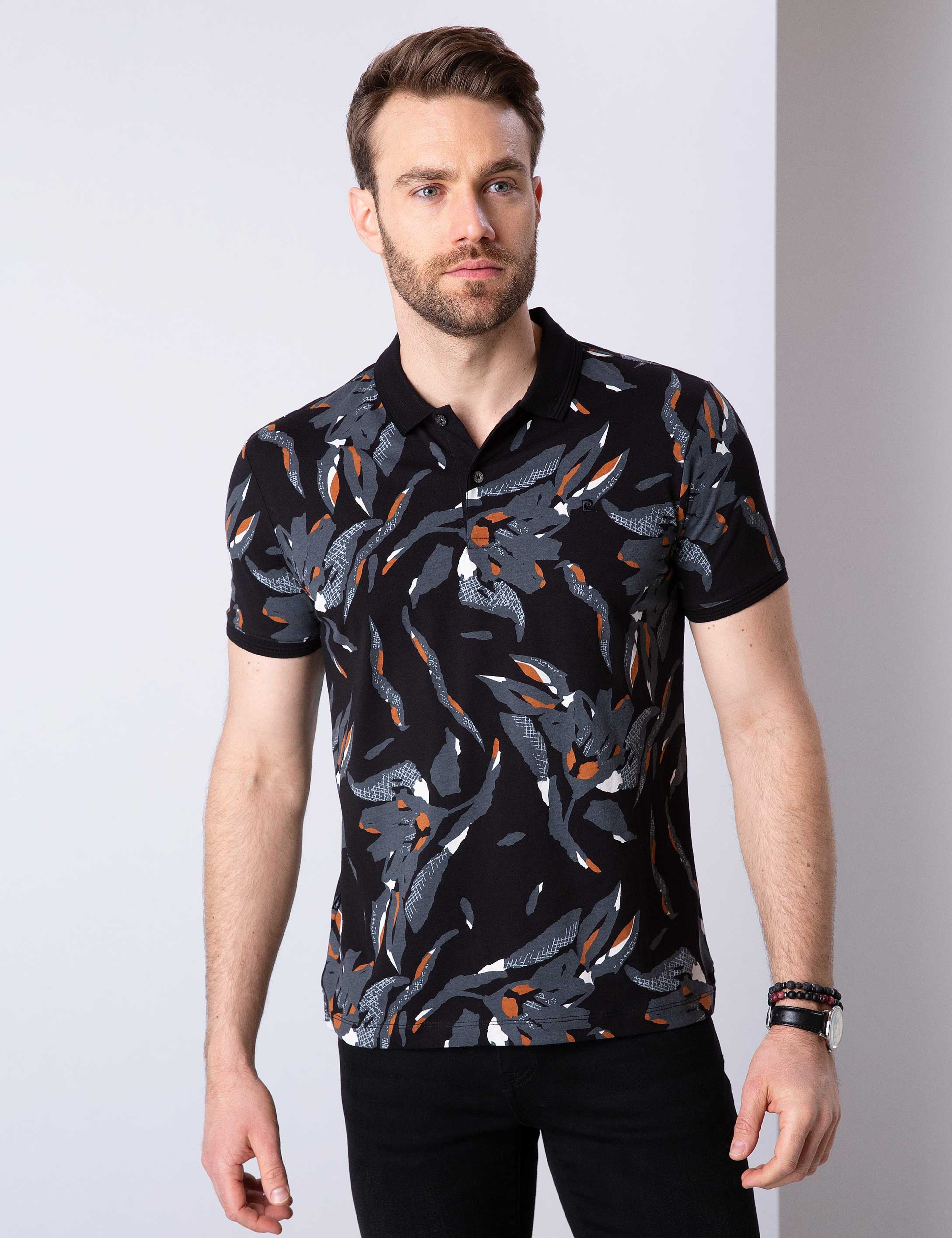 Siyah Slim Fit Polo Yaka T-Shirt - Image 2