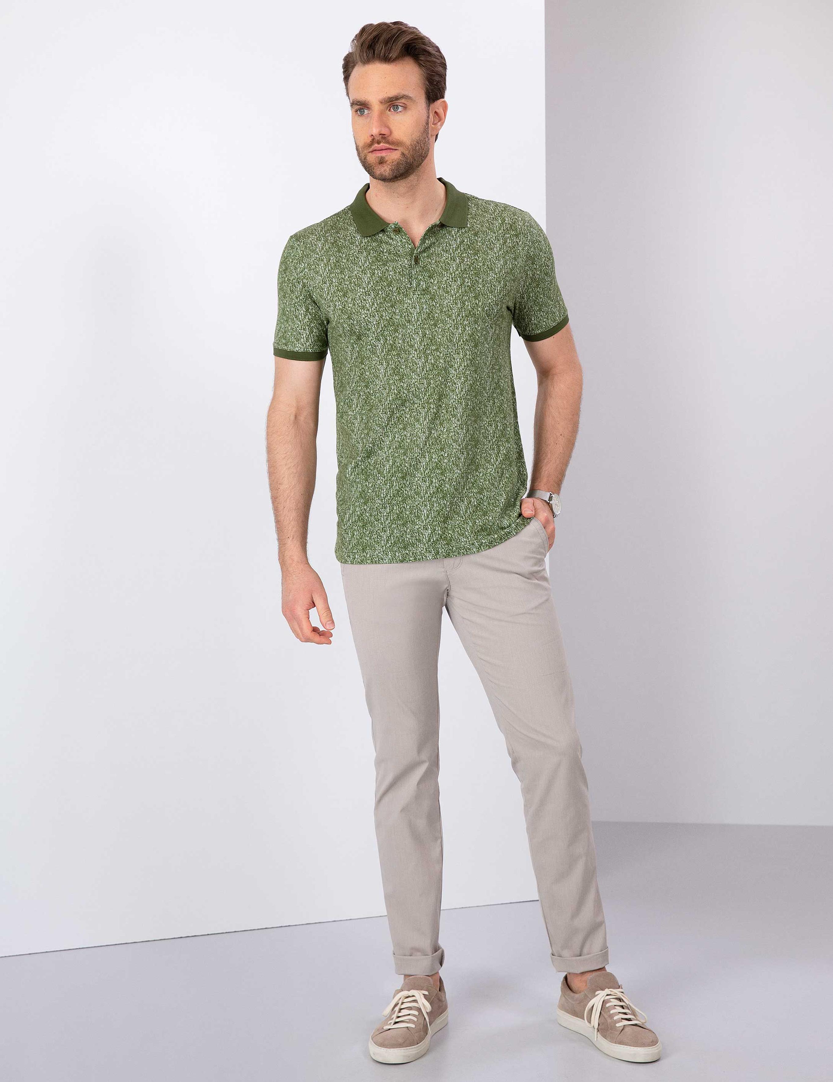 Yeşil Slim Fit Polo Yaka T-Shirt