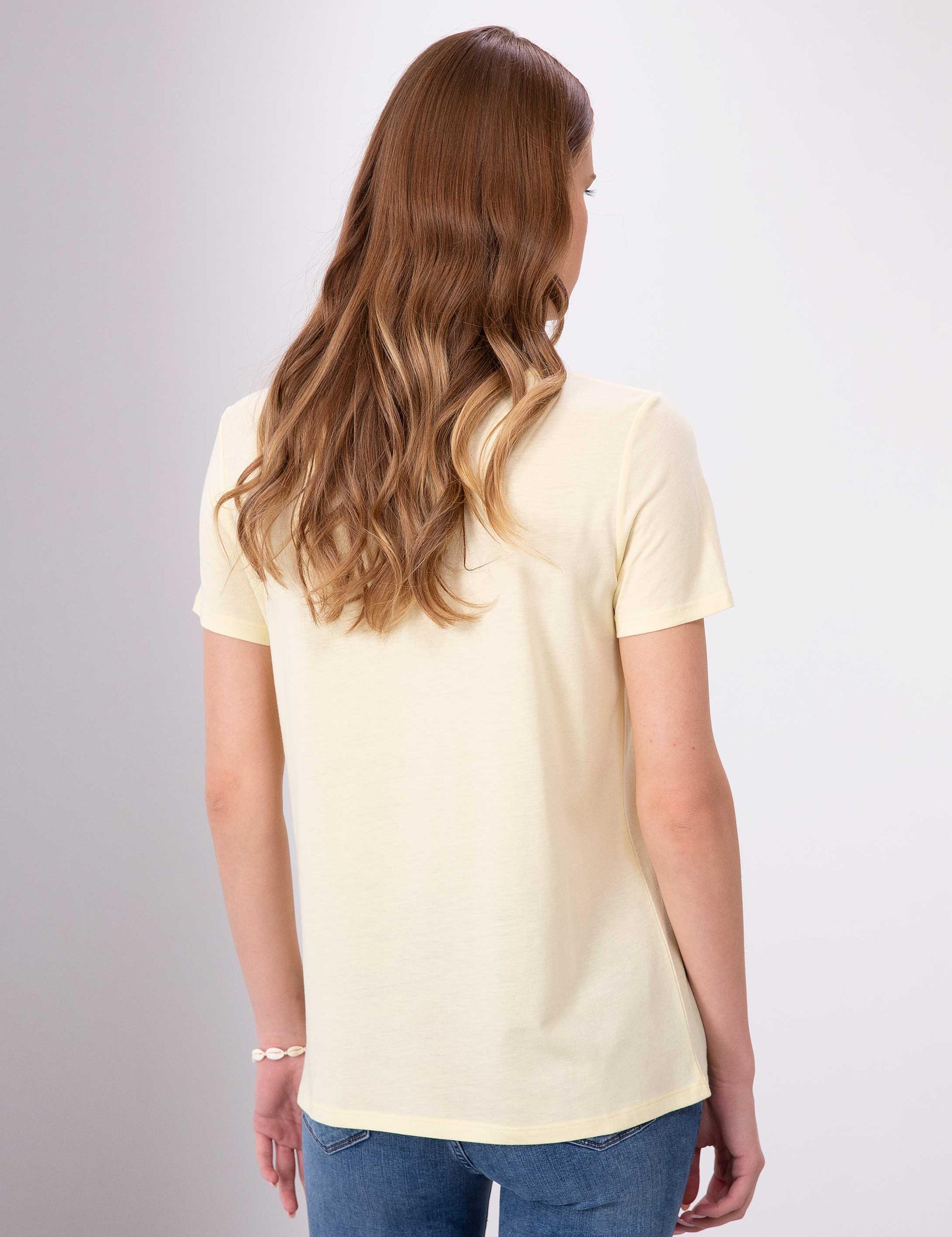 Açık Sarı Regular Fit V Yaka Tişört