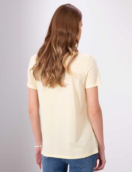 Açık Sarı Regular Fit V Yaka Tişört - 50202619077