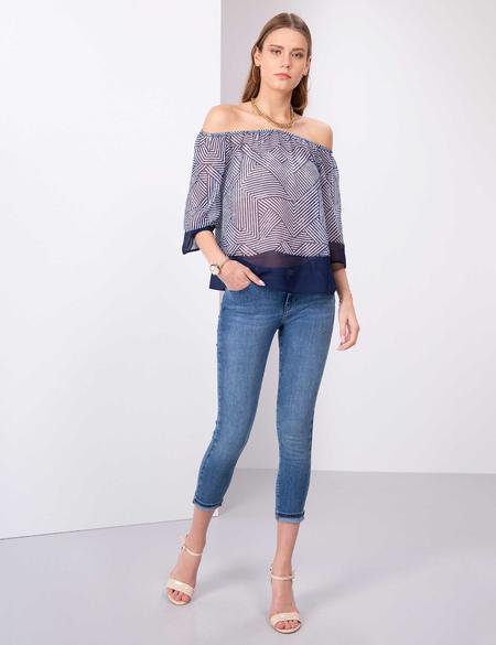 Lacivert Tül Bluz - 50202639014