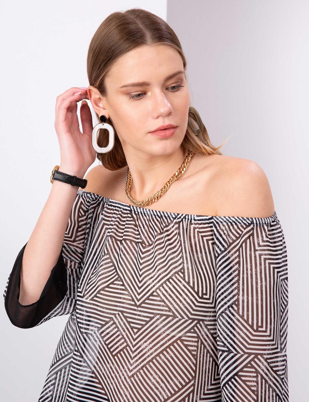 Siyah Tül Bluz - 50202639004