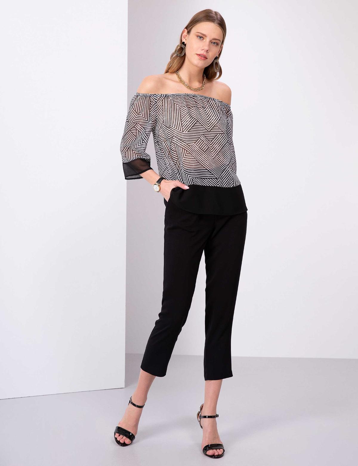 Siyah Tül Bluz - 50202639004