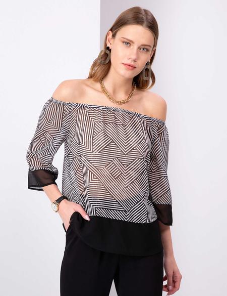 Siyah Tül Bluz - 50202639004