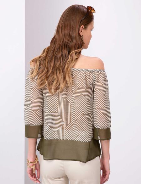 Haki Tül Bluz - 50202639010
