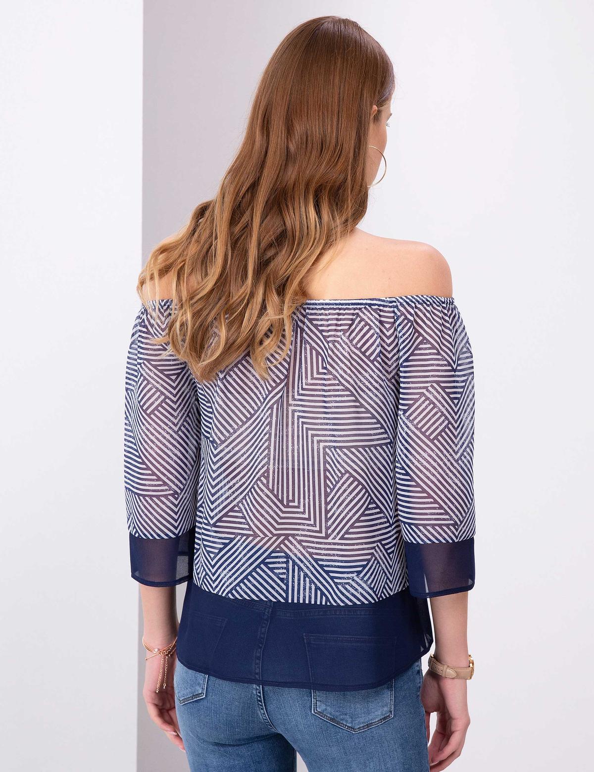 Lacivert Tül Bluz - 50202639014