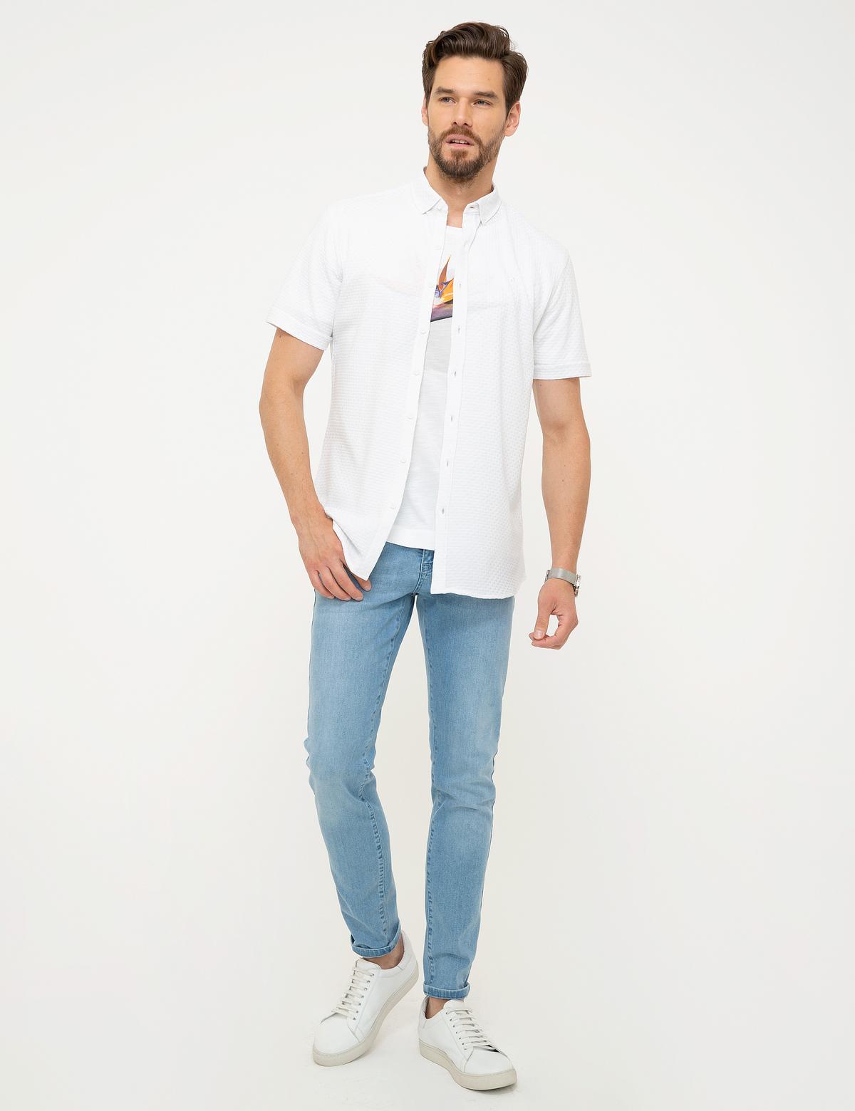 Beyaz Slim Fit Polo Yaka T-Shirt - 50202654001