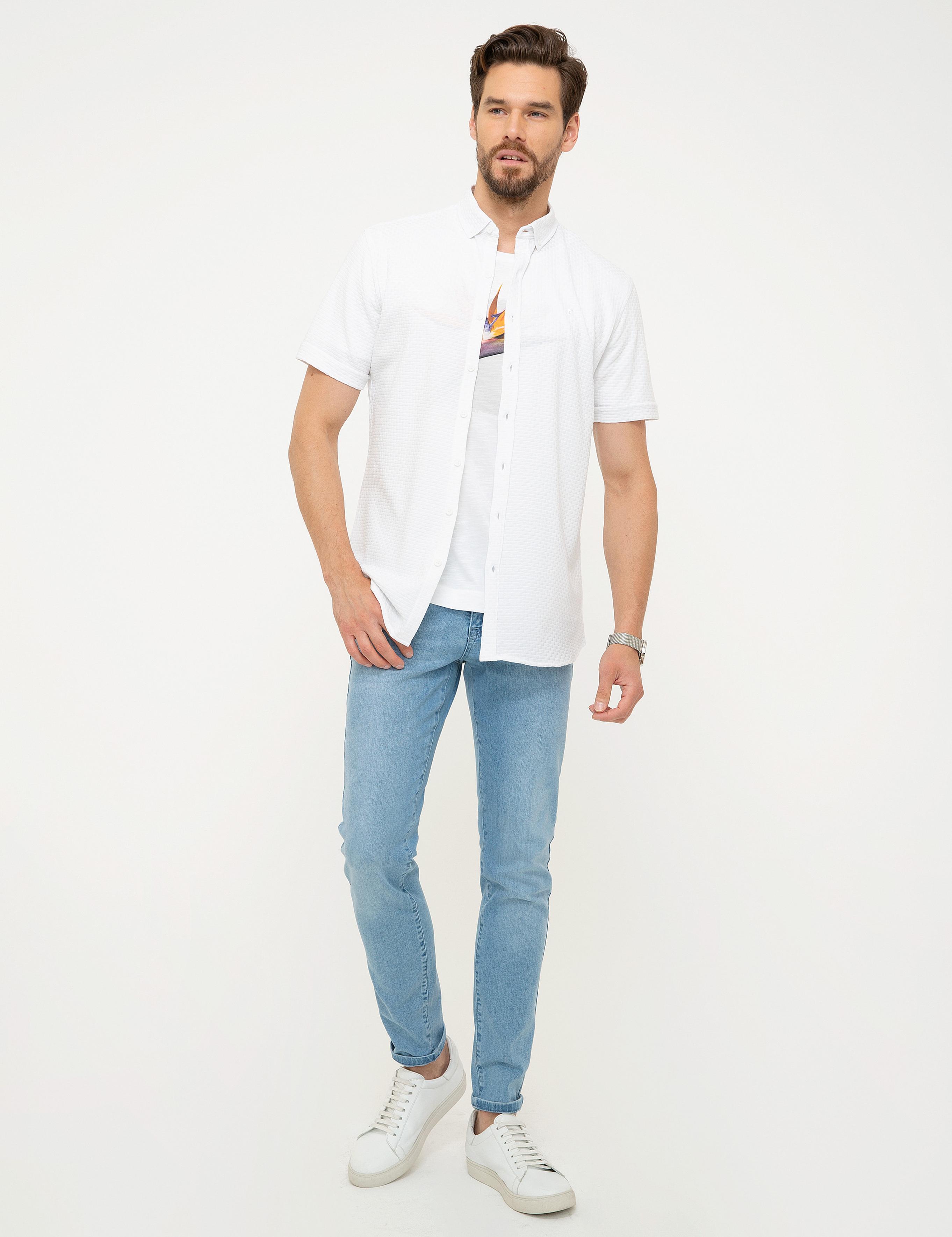 Beyaz Slim Fit Polo Yaka T-Shirt