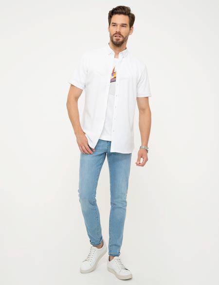 Beyaz Slim Fit Polo Yaka T-Shirt - 50202654001