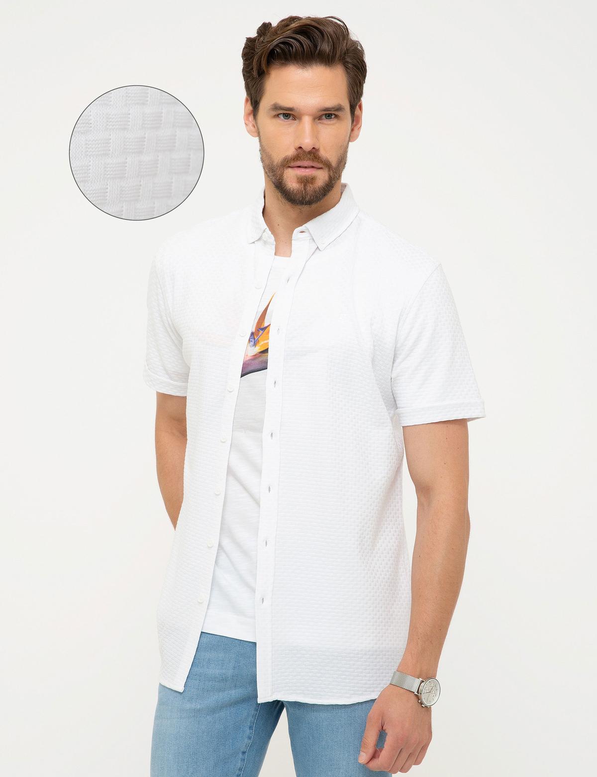 Beyaz Slim Fit Polo Yaka T-Shirt
