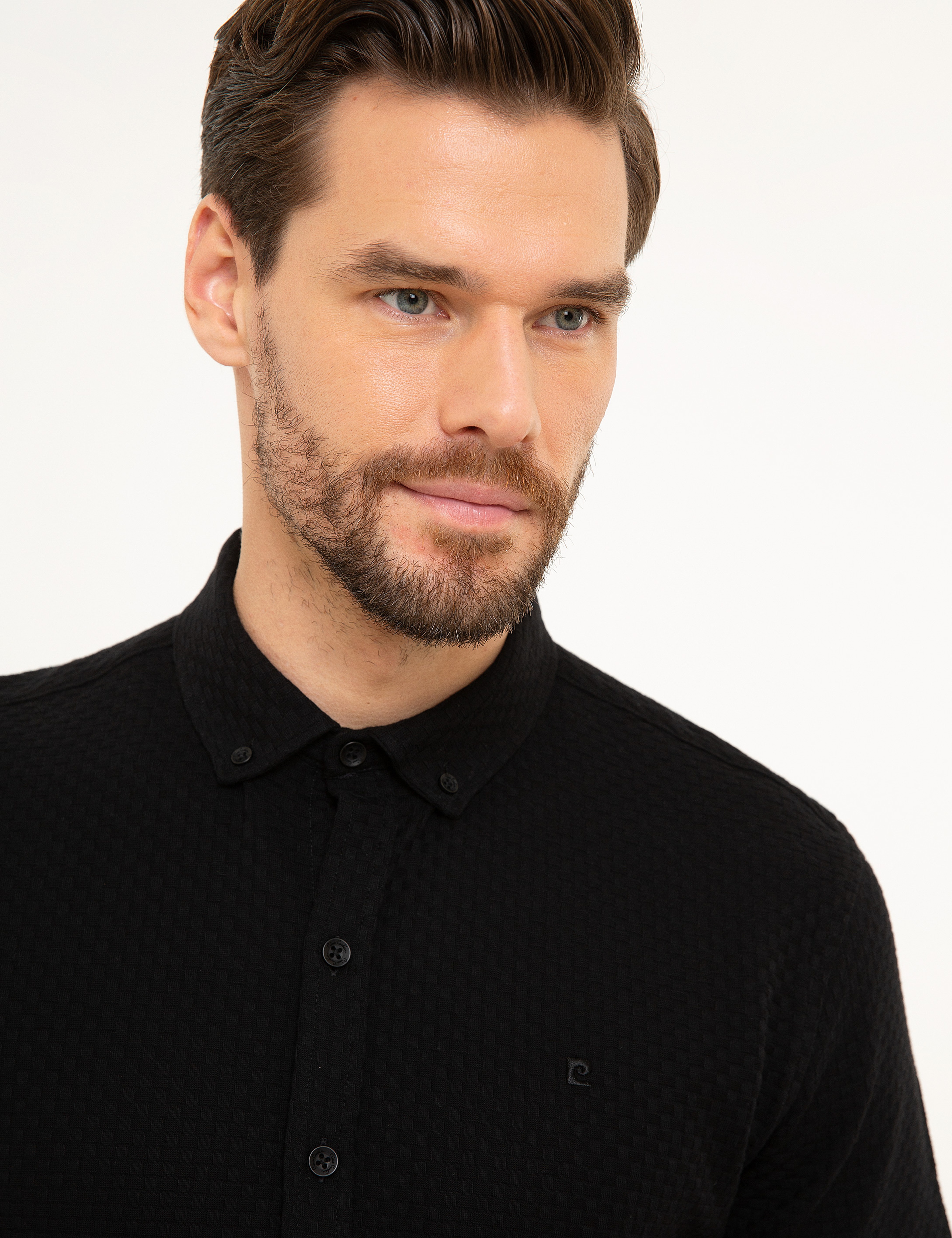 Siyah Slim Fit Polo Yaka T-Shirt - Image 2