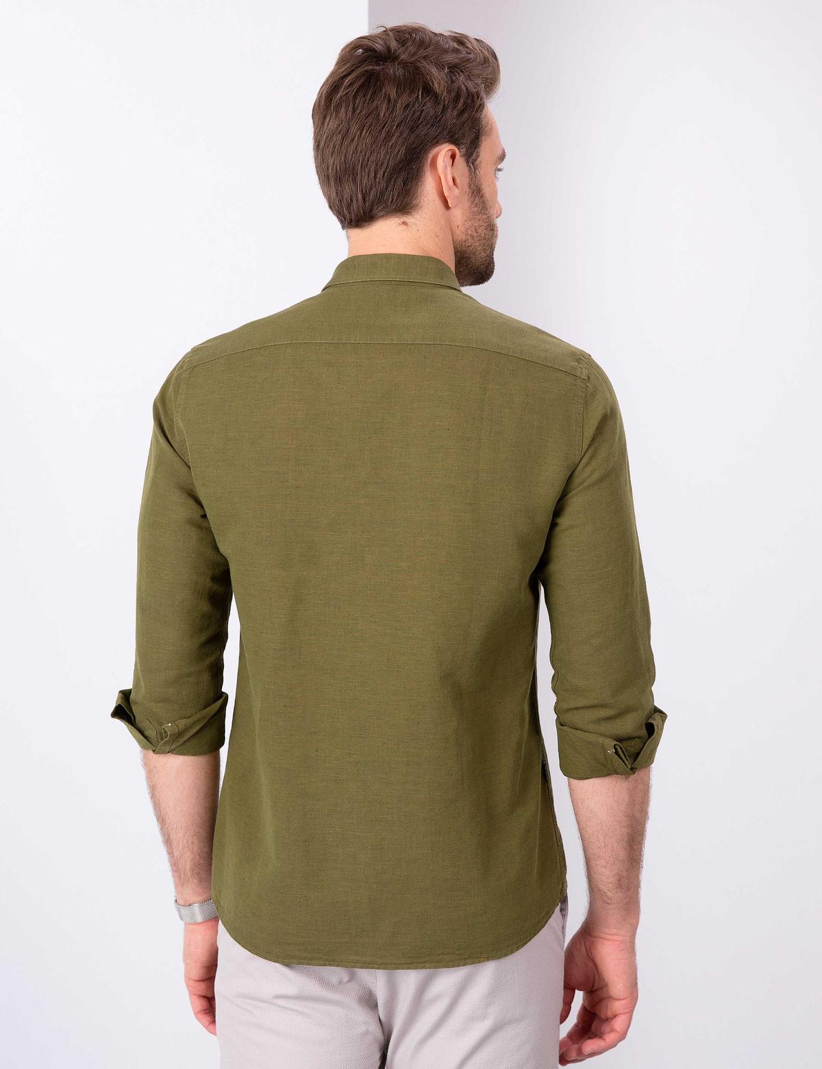 Haki Slim Fit Uzun Kollu Gömlek - 50202802037