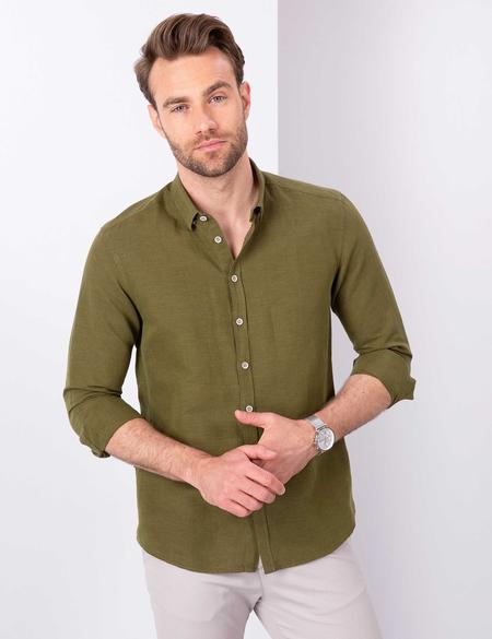 Haki Slim Fit Uzun Kollu Gömlek - 50202802037