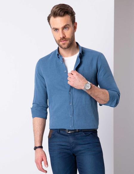 İndigo Slim Fit Uzun Kollu Gömlek - 50202802047