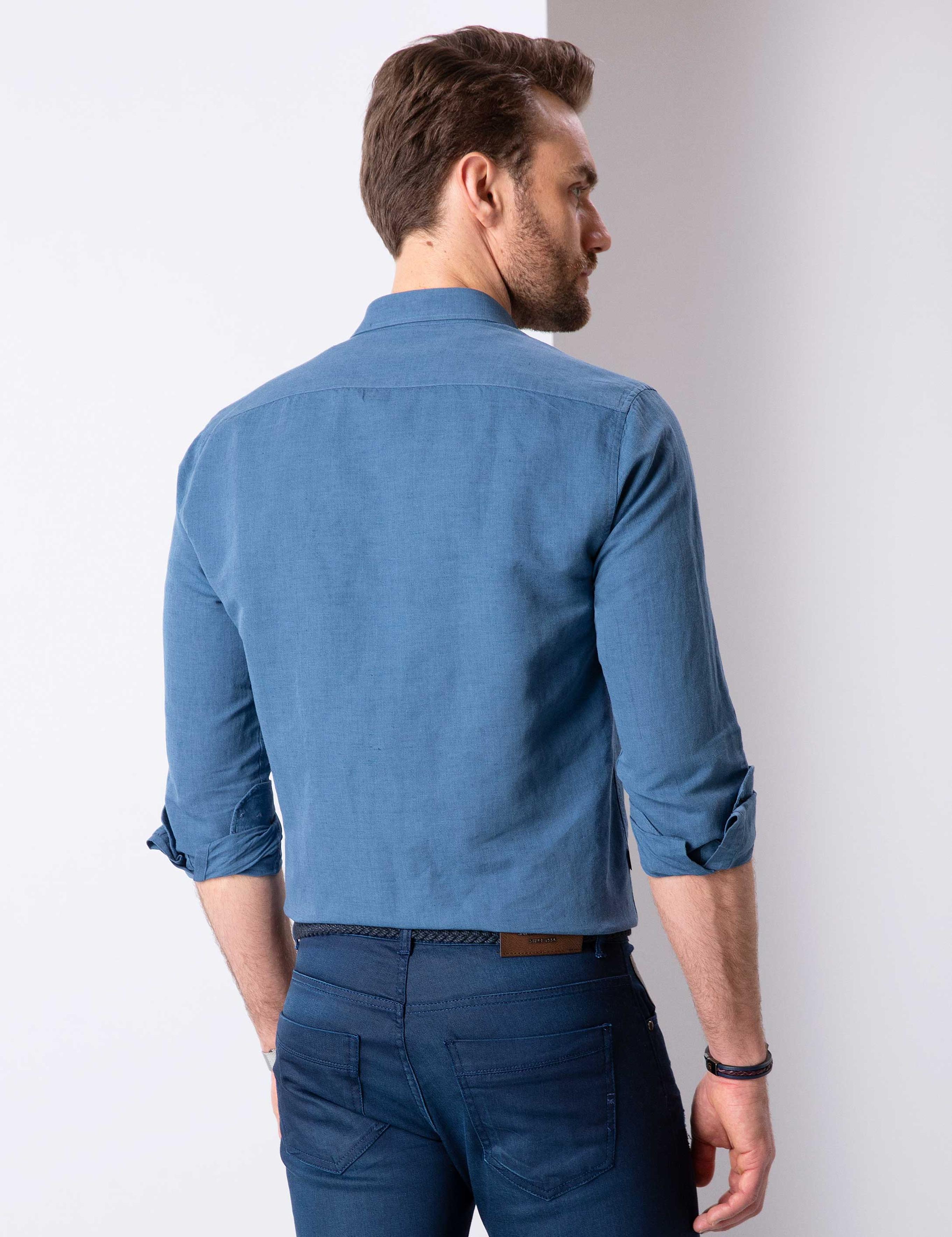 İndigo Slim Fit Uzun Kollu Gömlek