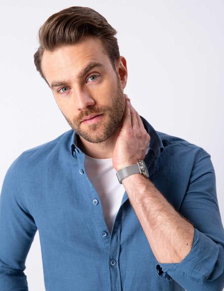 İndigo Slim Fit Uzun Kollu Gömlek - 50202802047