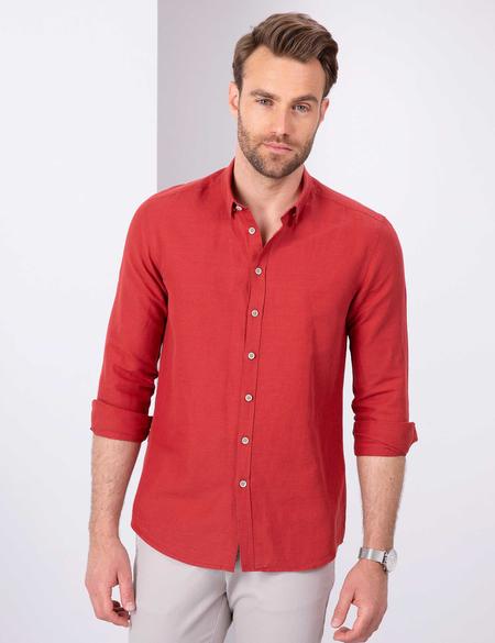 Kiremit Slim Fit Uzun Kollu Gömlek - 50202802067