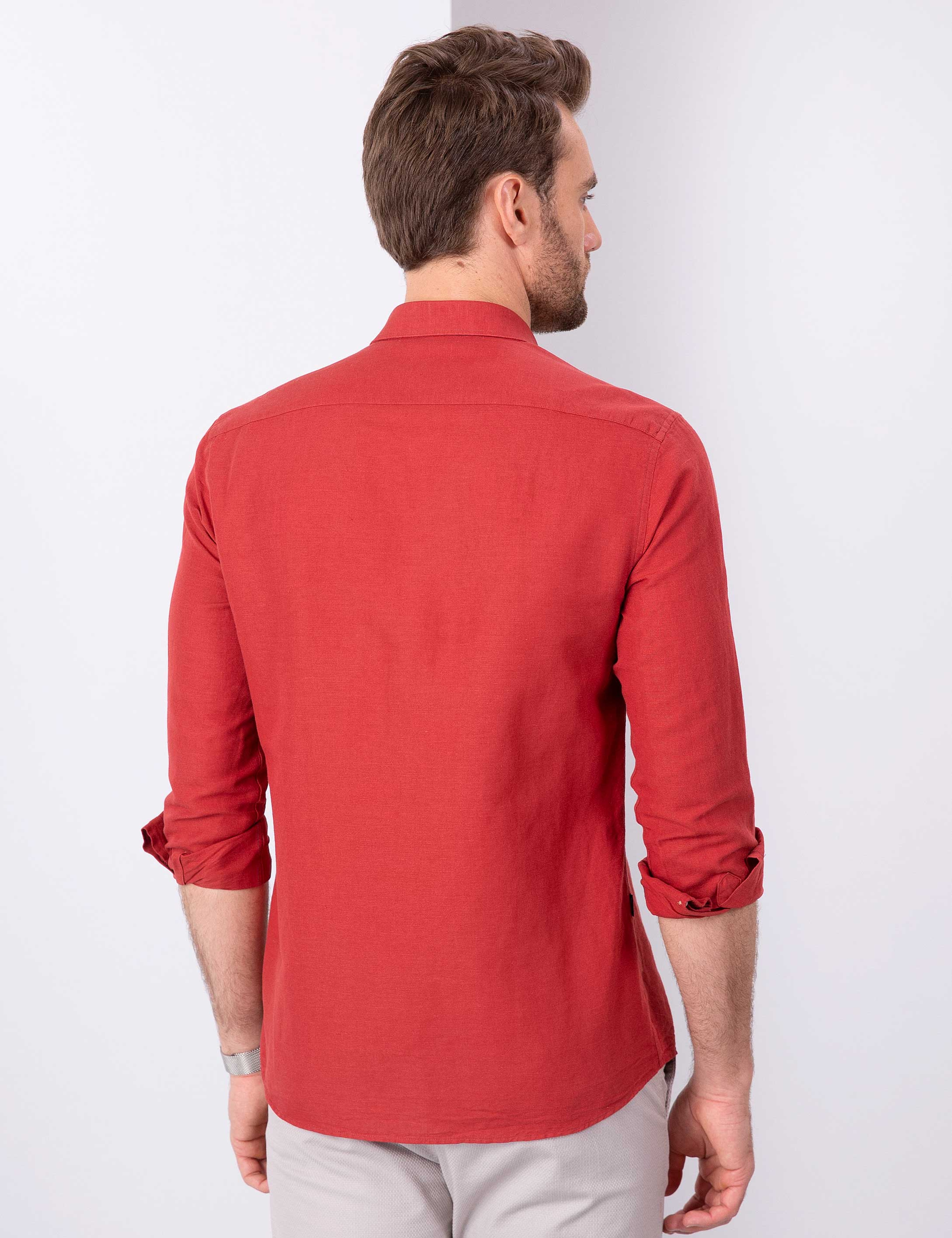 Kiremit Slim Fit Uzun Kollu Gömlek - Image 3