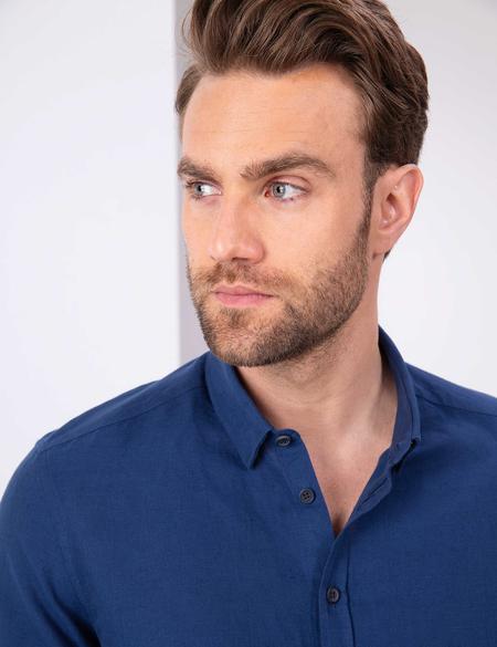 Lacivert Slim Fit Uzun Kollu Gömlek - 50202802078