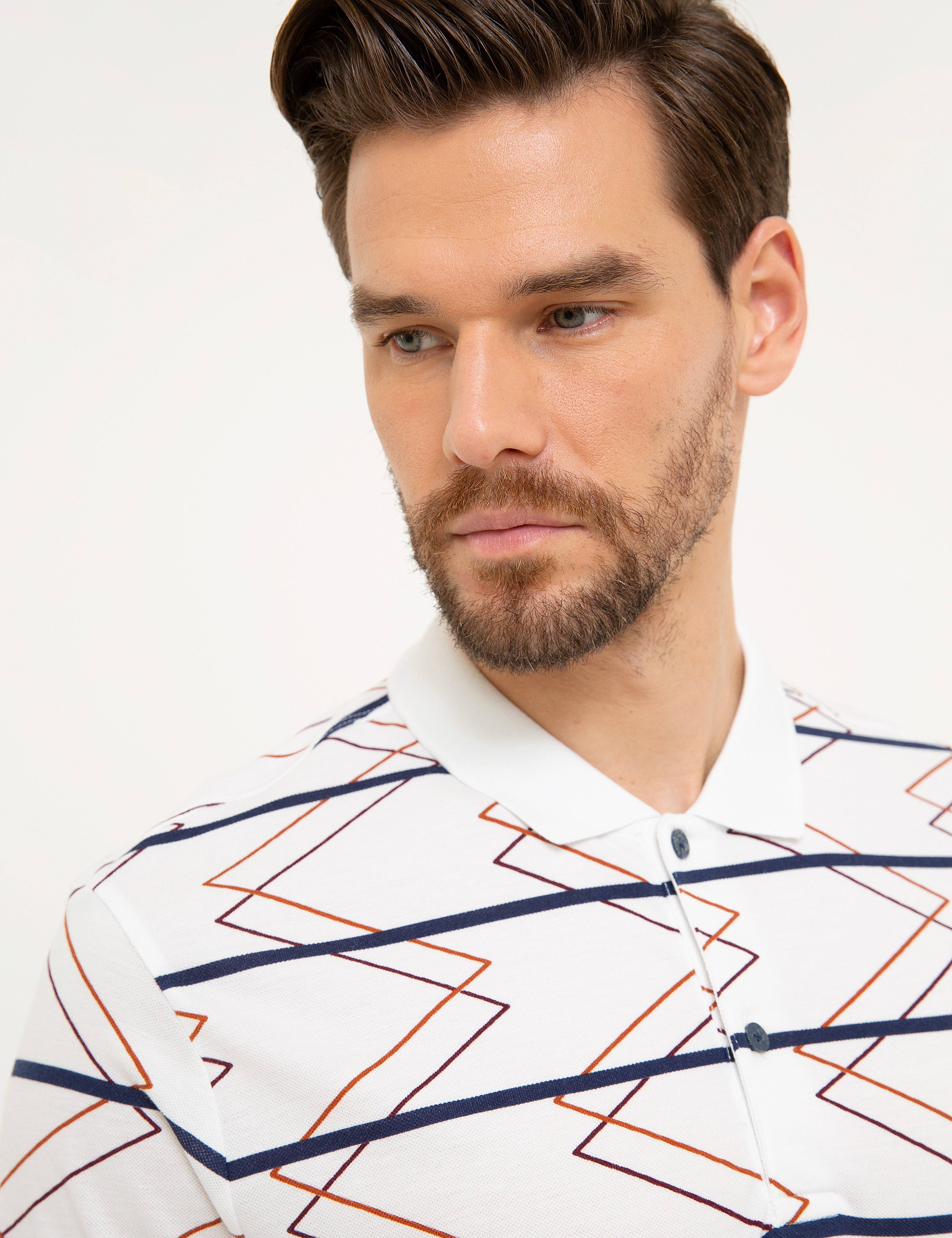 Beyaz Slim Fit Polo Yaka T-Shirt - Image 2