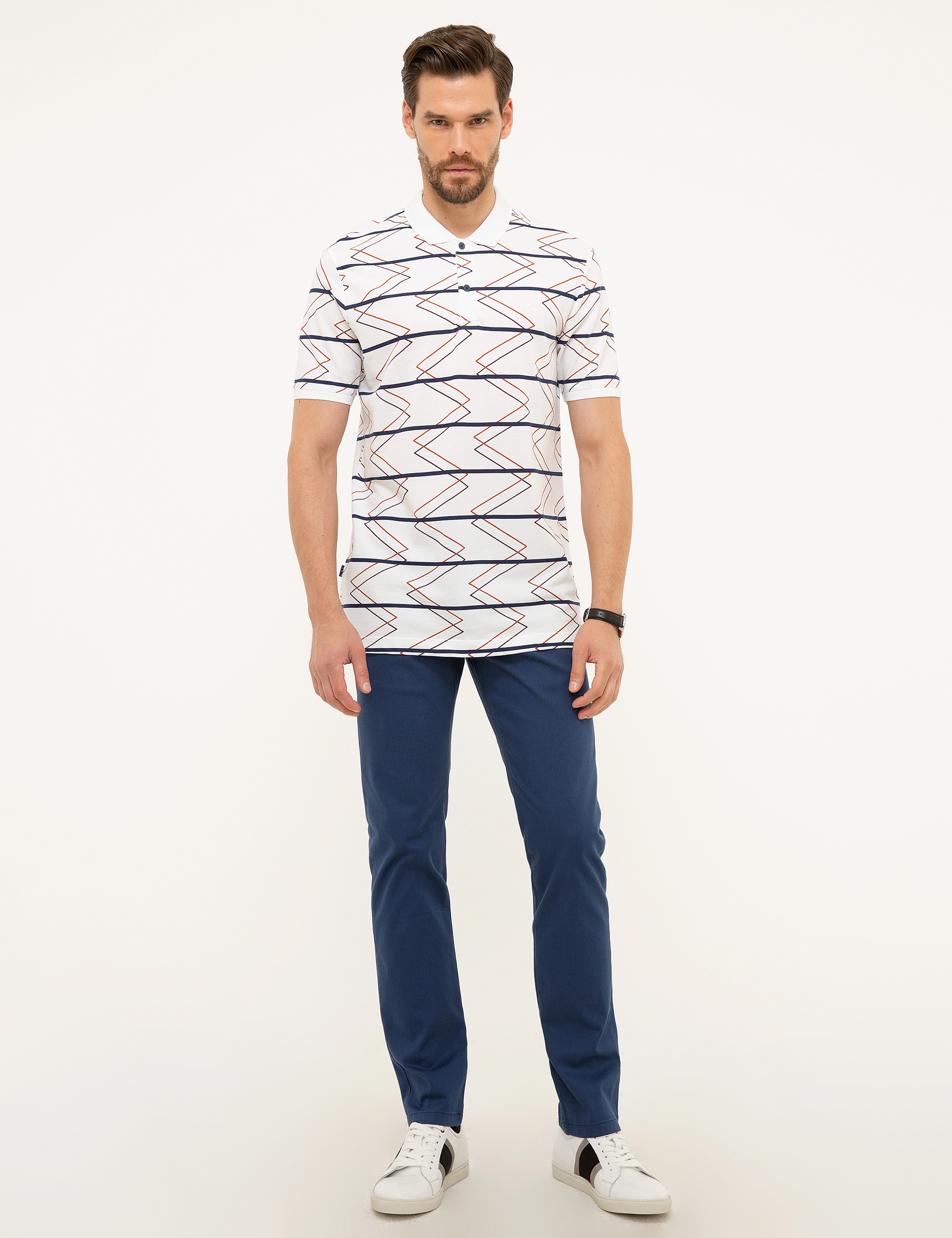 Beyaz Slim Fit Polo Yaka T-Shirt - Image 4