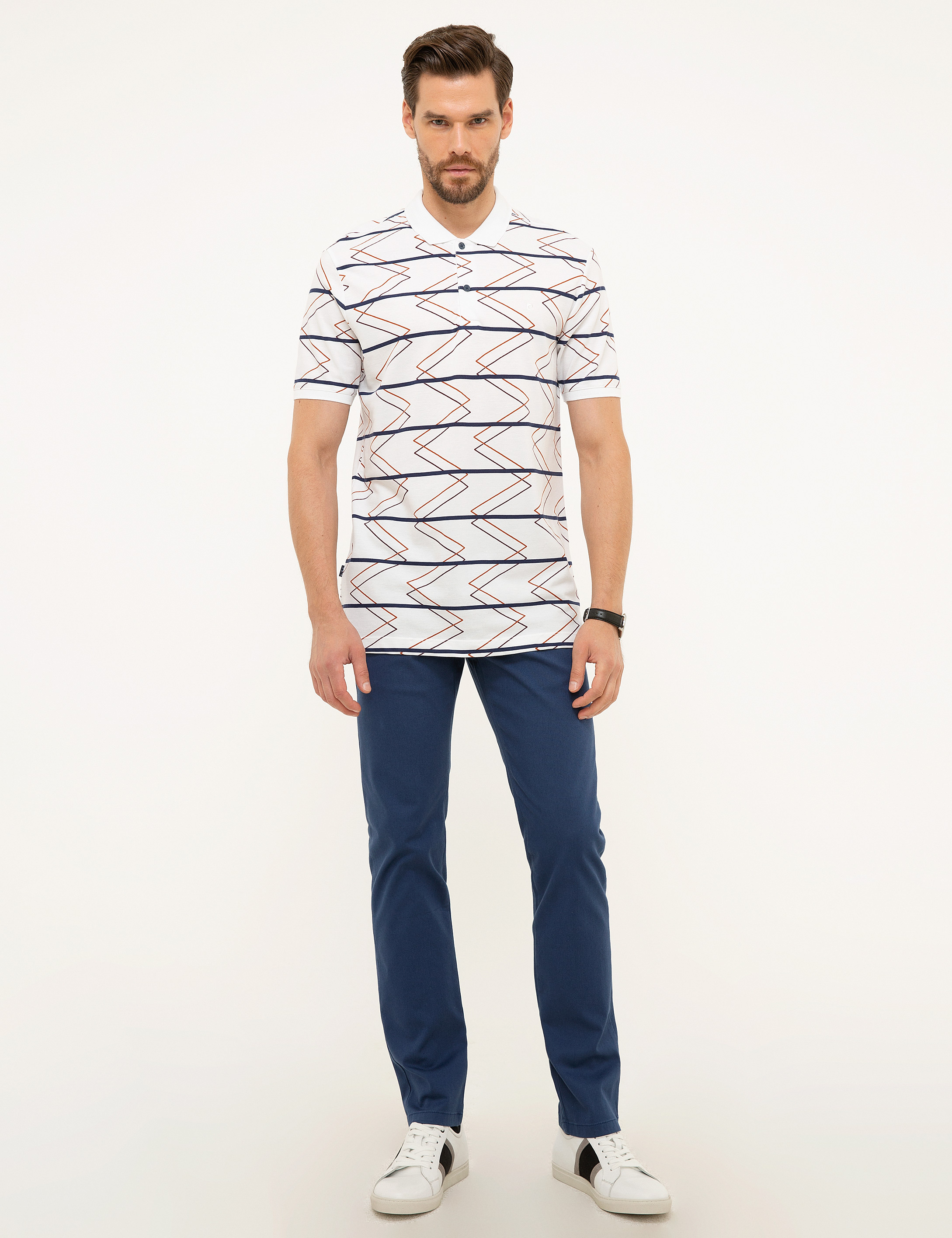 Beyaz Slim Fit Polo Yaka T-Shirt