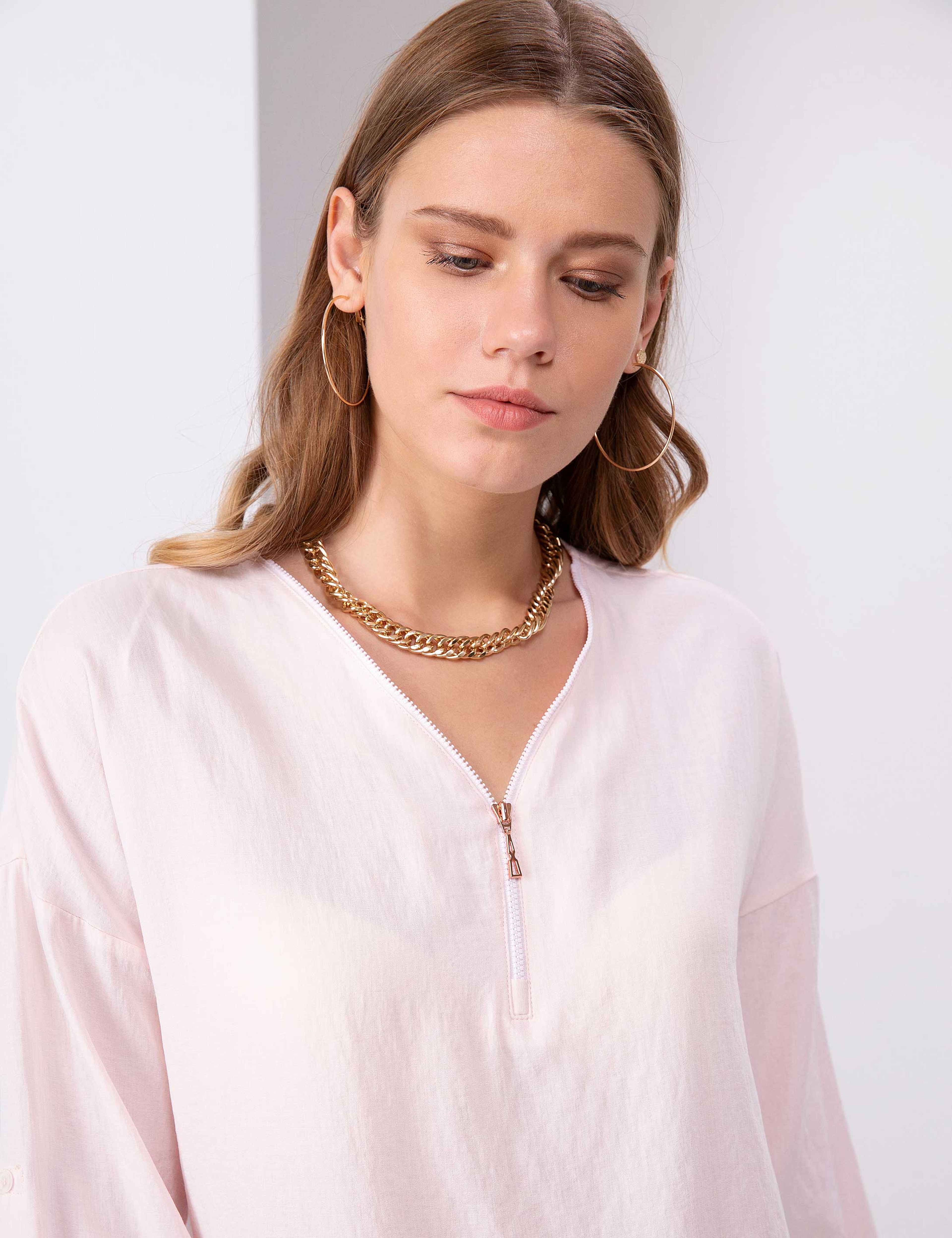 Toz Pembe Comfort Fit Uzun Kollu Gömlek - Image 1