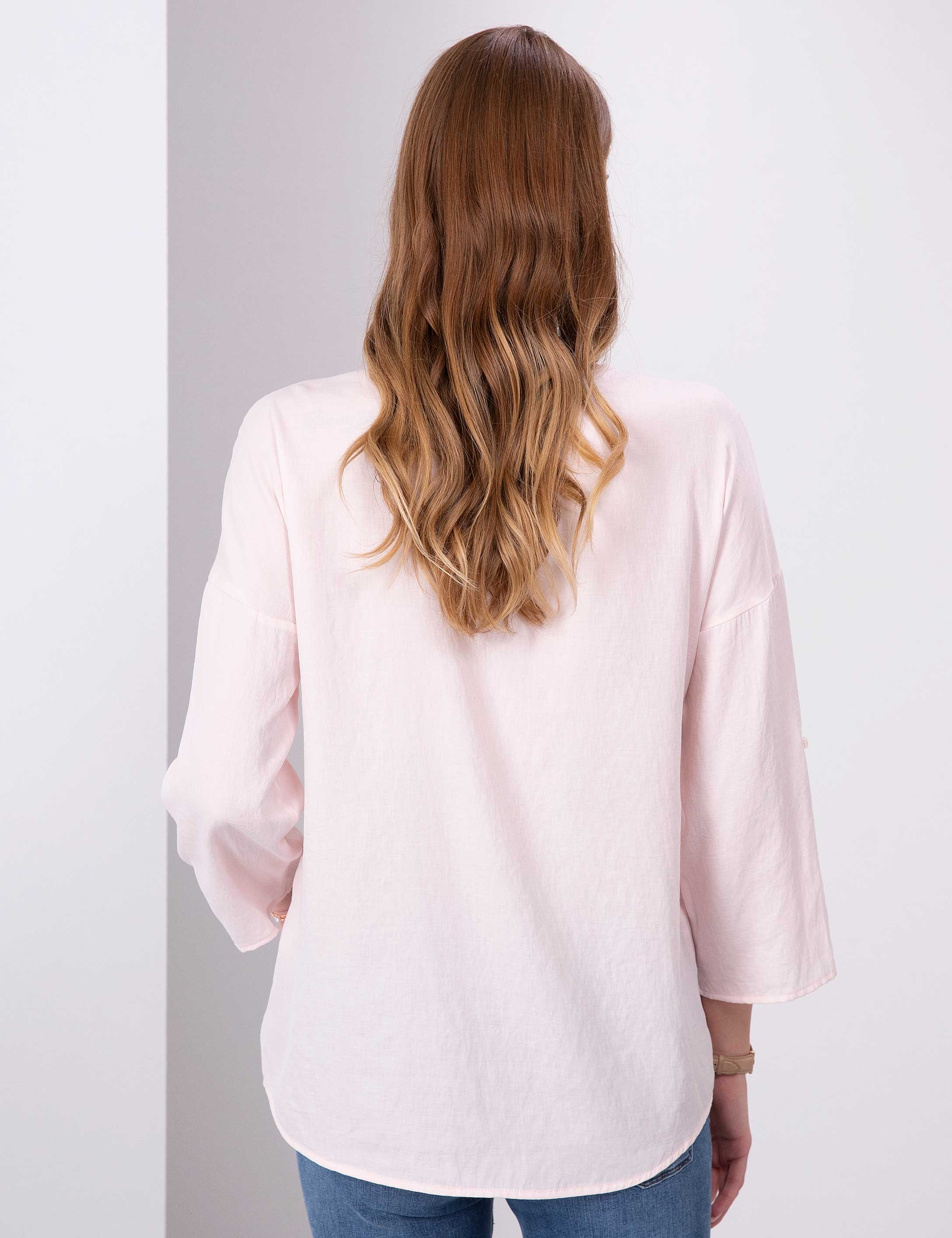 Toz Pembe Comfort Fit Uzun Kollu Gömlek - Image 3