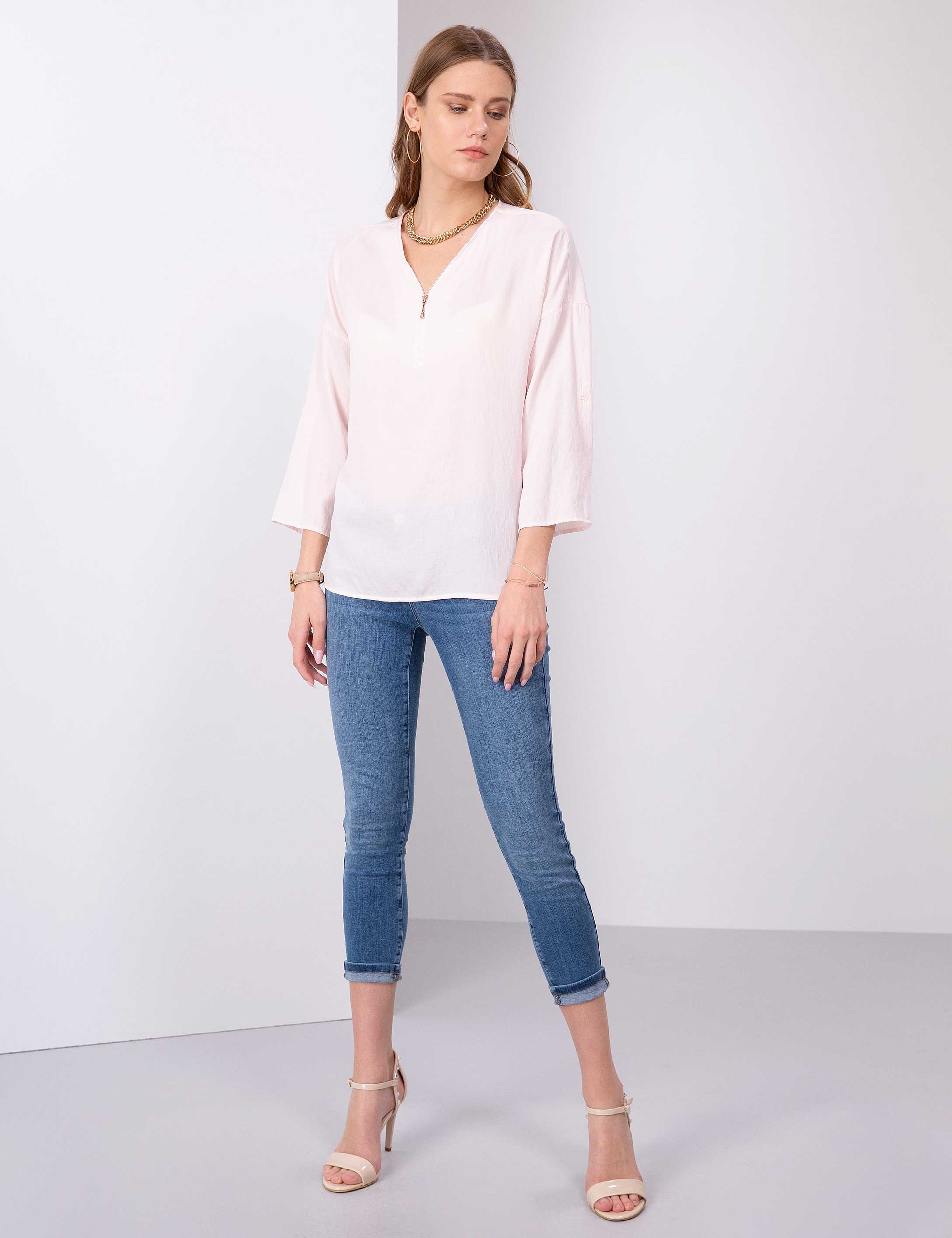 Toz Pembe Comfort Fit Uzun Kollu Gömlek - Image 4