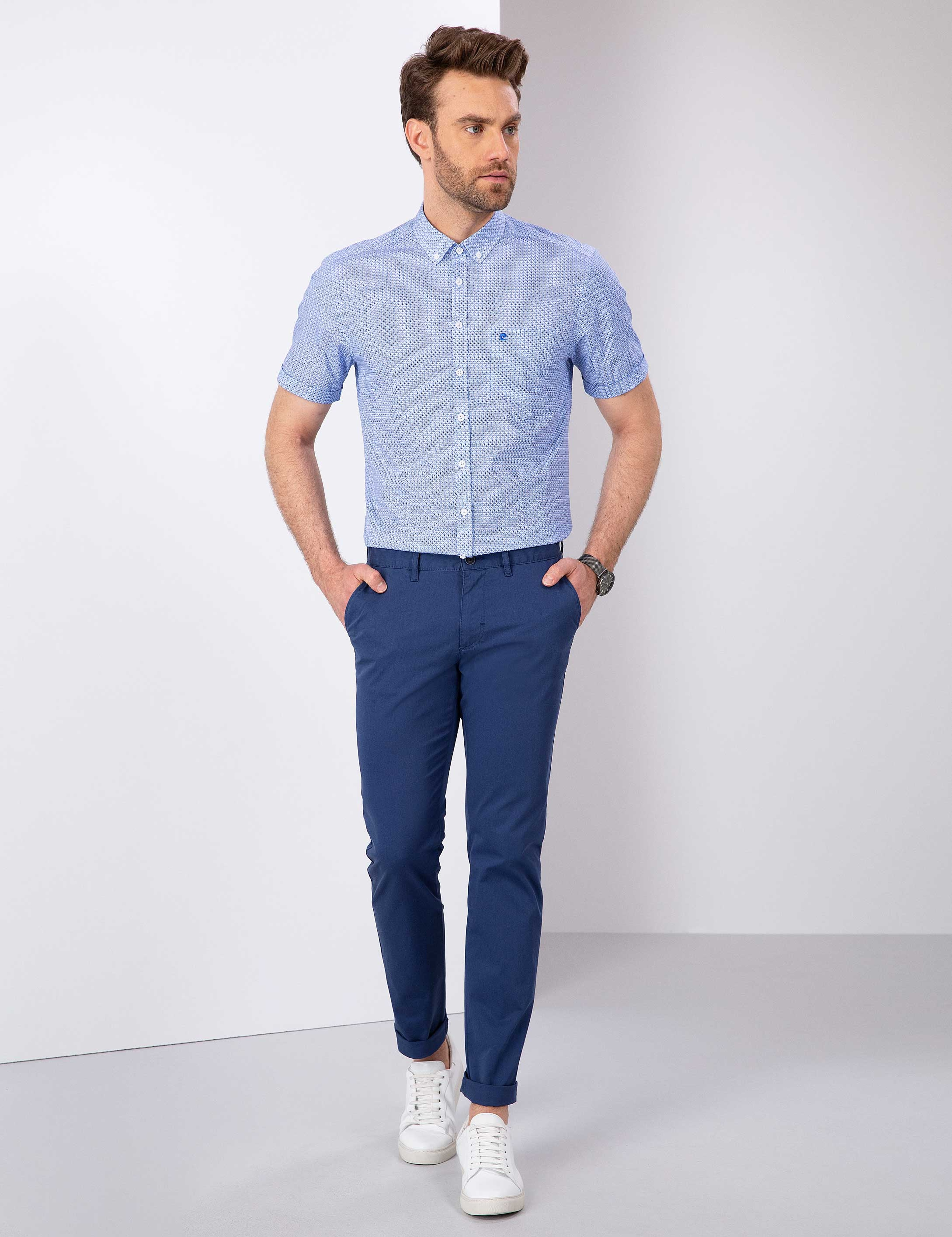 Mavi Regular Fit Kısa Kollu Gömlek - Image 4