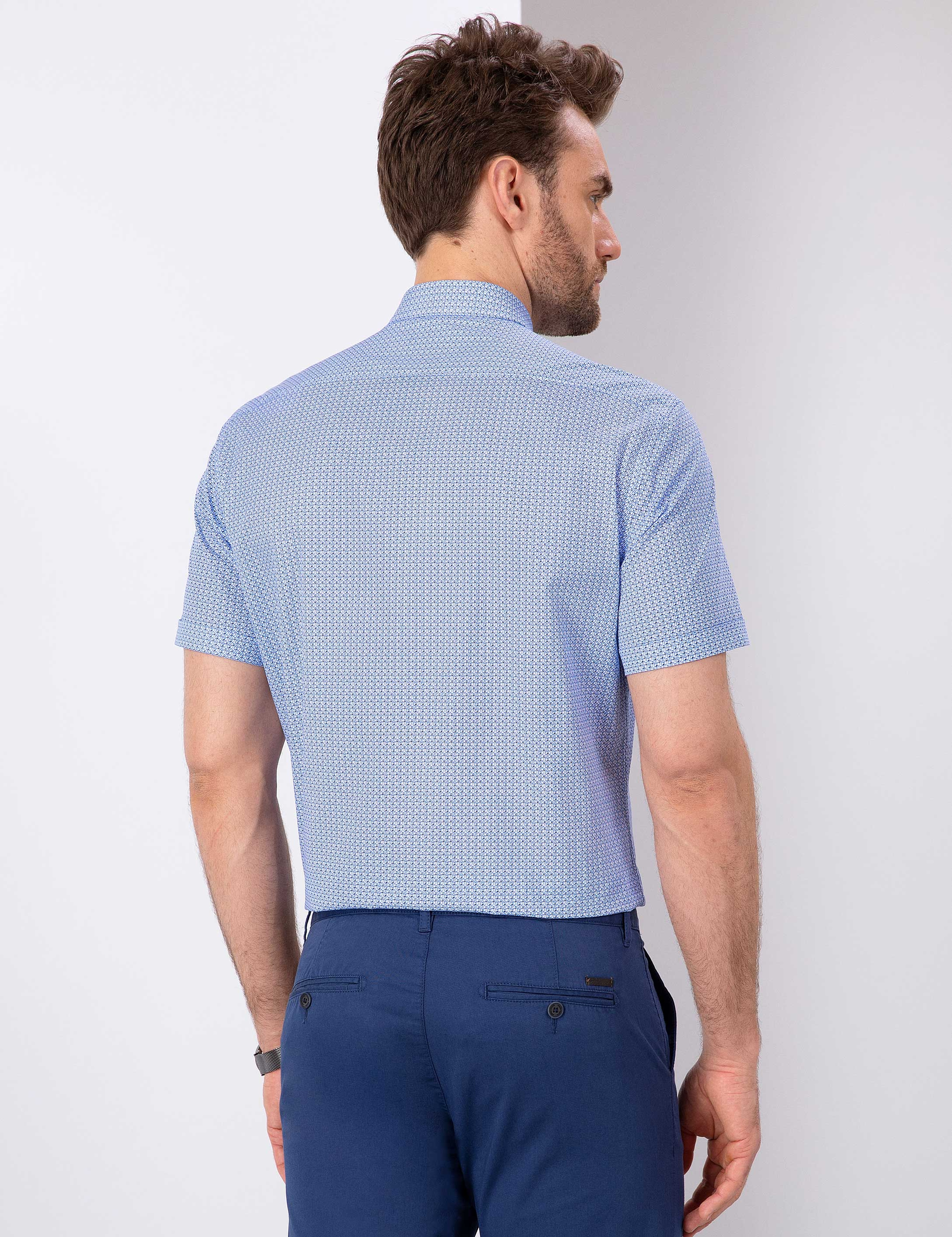 Mavi Regular Fit Kısa Kollu Gömlek - Image 3