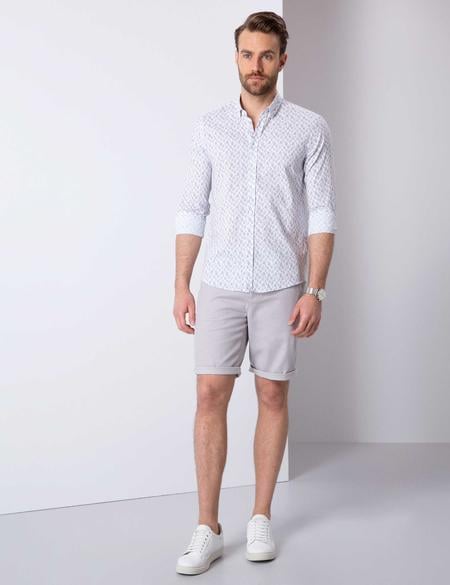 Açık Gri Slim Fit Gömlek - 50202833007