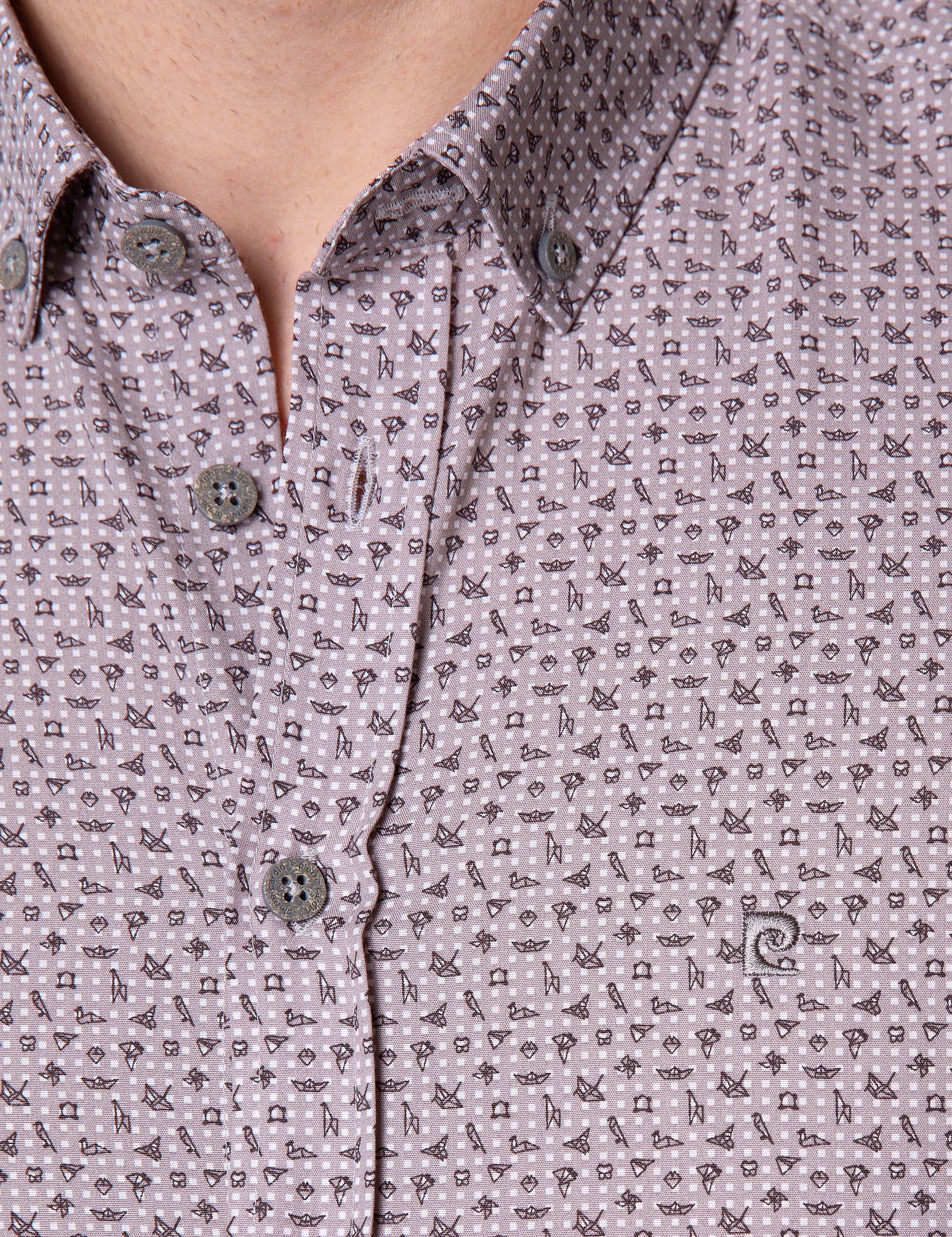 Açık Gri Slim Fit Uzun Kollu Gömlek - Image 4