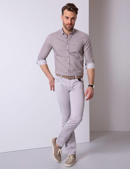 Açık Gri Slim Fit Uzun Kollu Gömlek - 50202835002