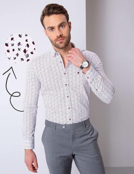 Bordo Slim Fit Uzun Kollu Gömlek - 50202838007