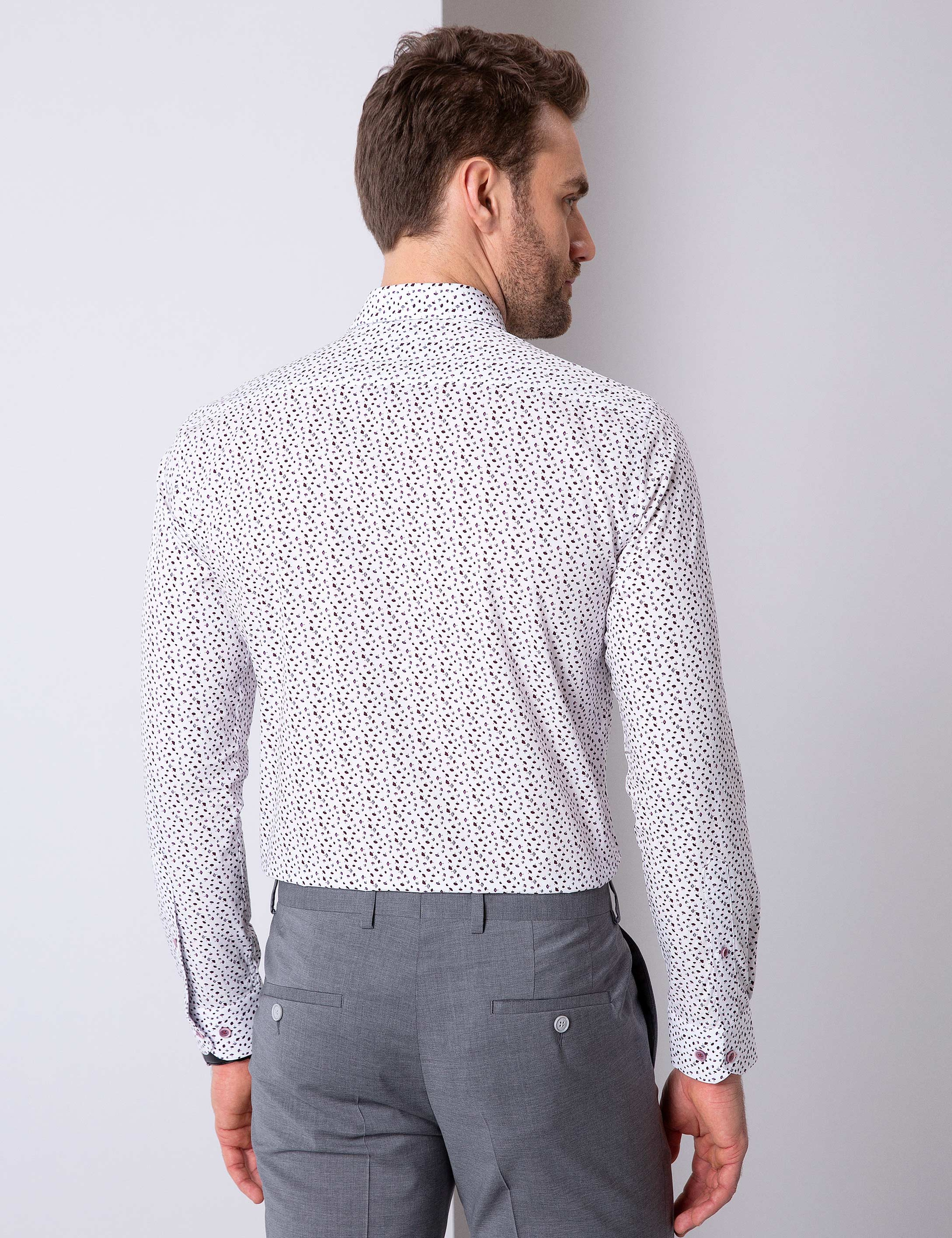 Bordo Slim Fit Uzun Kollu Gömlek