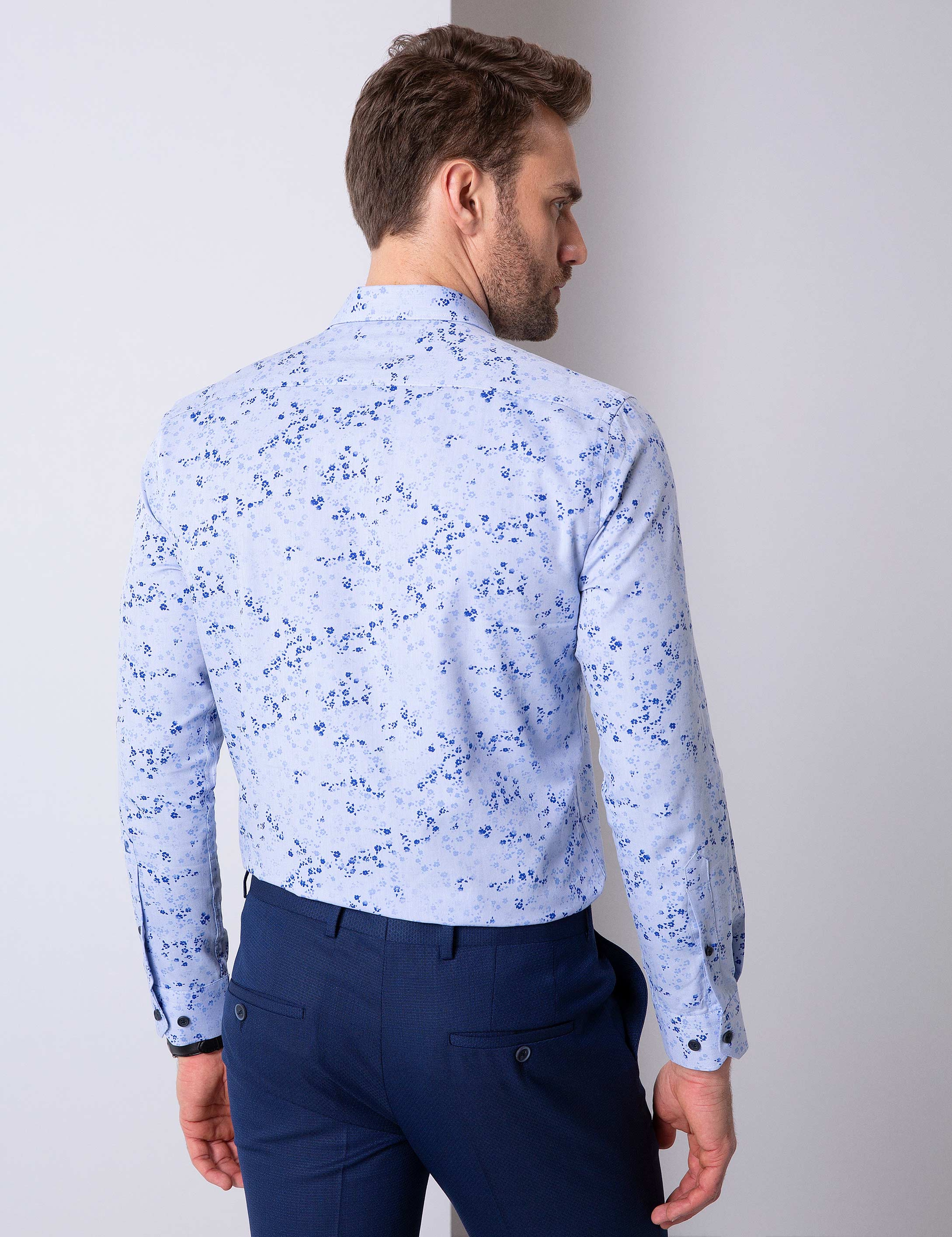 Mavi Slim Fit Uzun Kollu Gömlek - Image 3