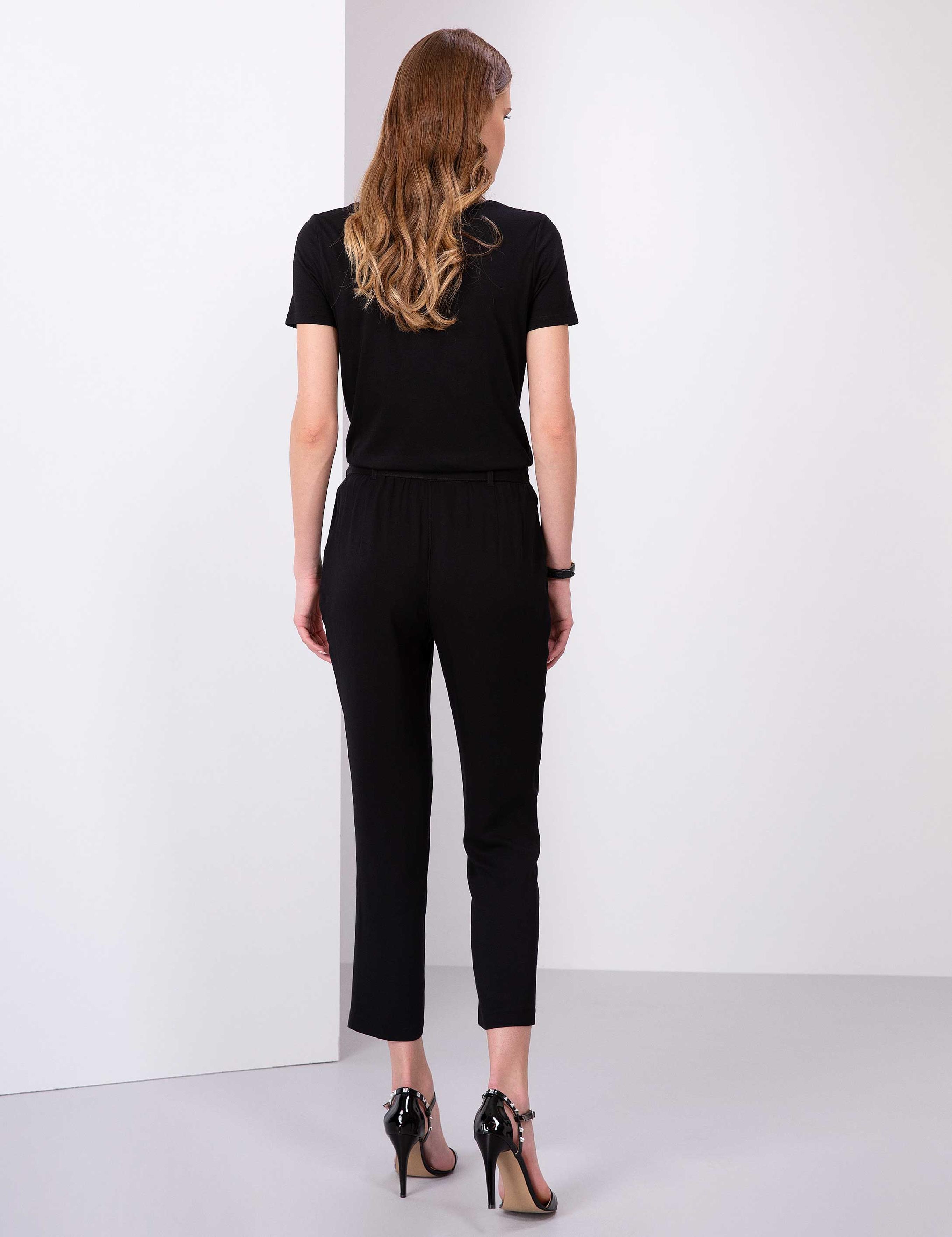 Siyah Carrot Fit Kumaş Pantolon