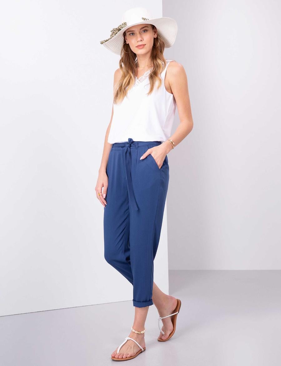 Lacivert Carrot Fit Kumaş Pantolon