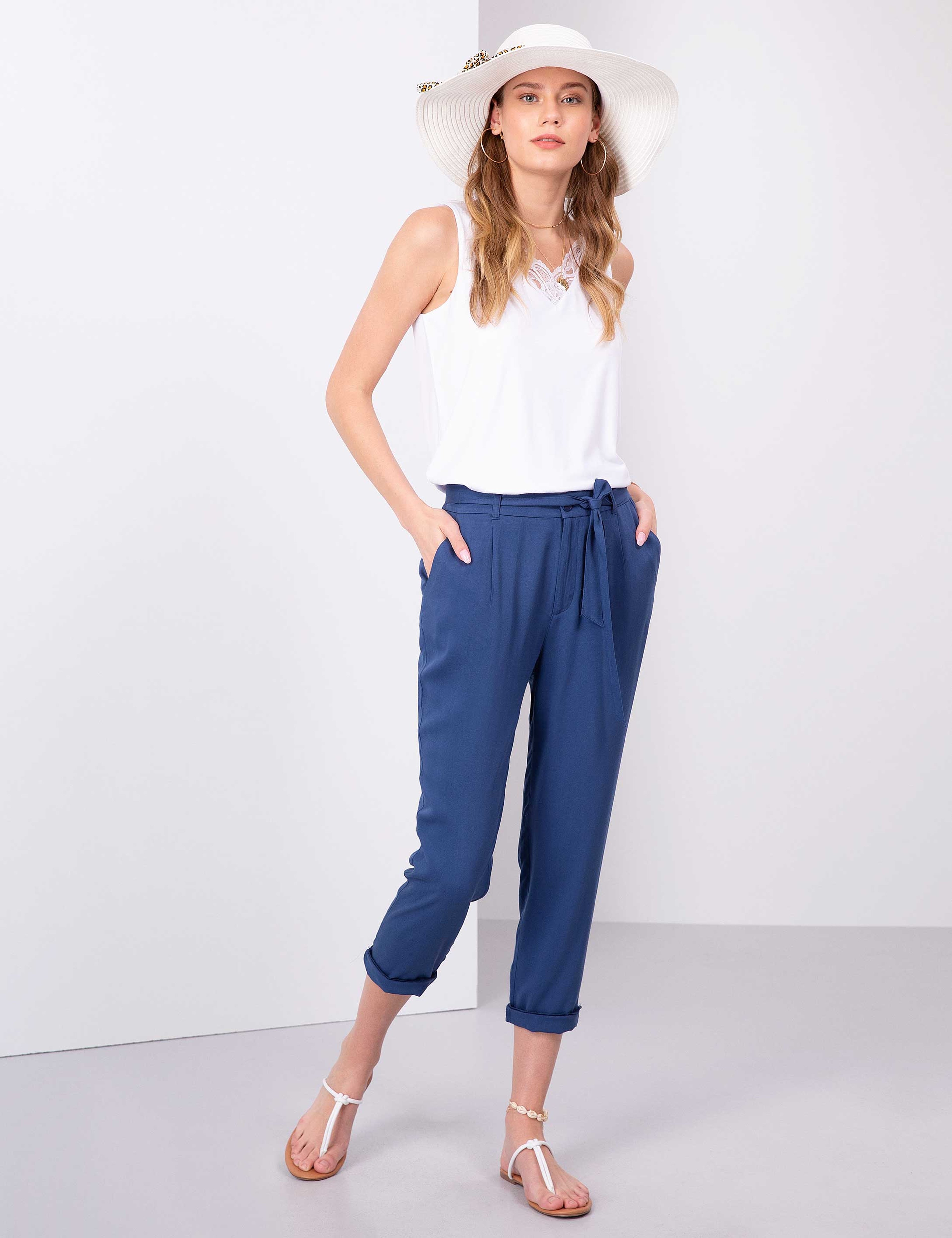 Lacivert Carrot Fit Kumaş Pantolon