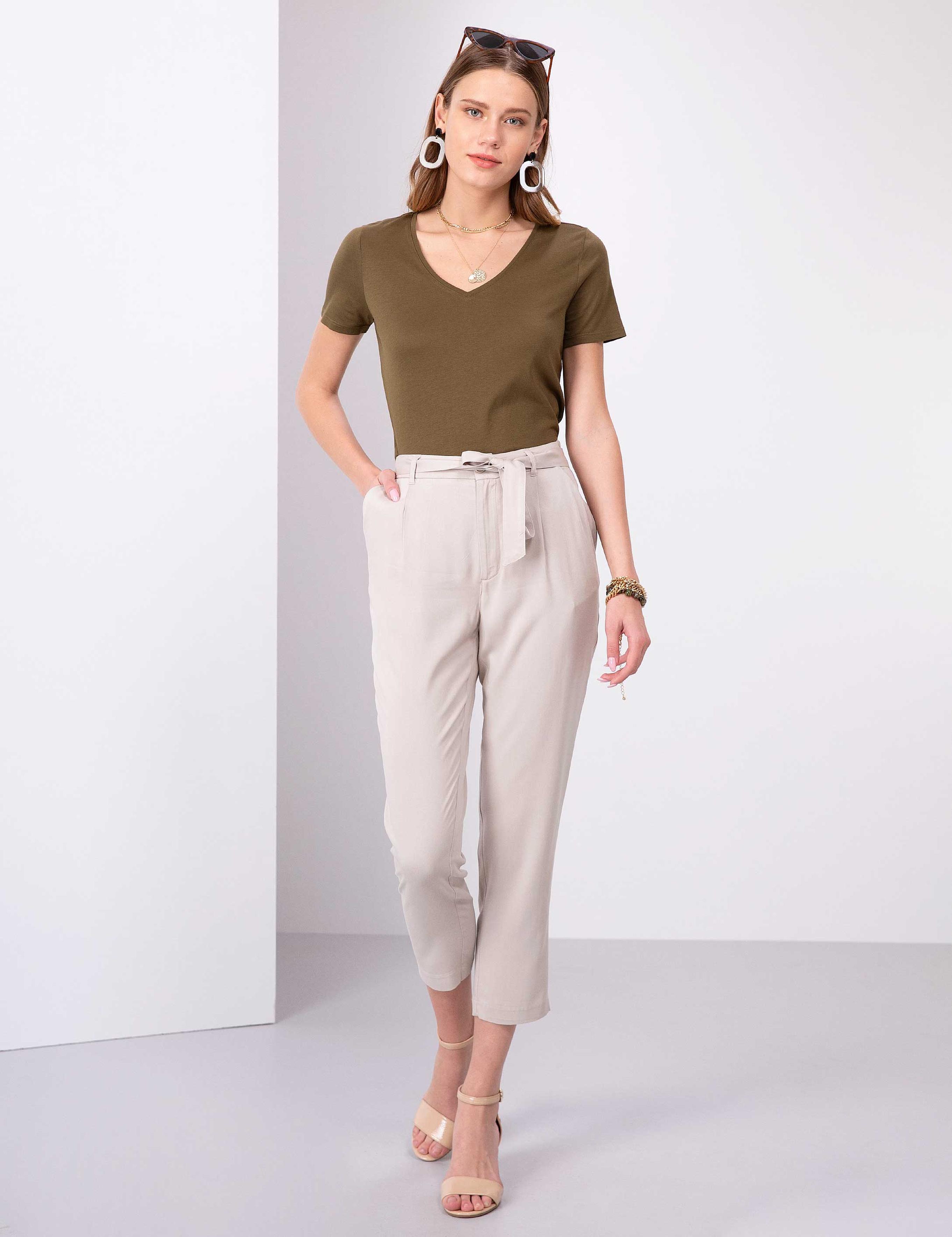 Bej Havuç Fit Kumaş Pantolon