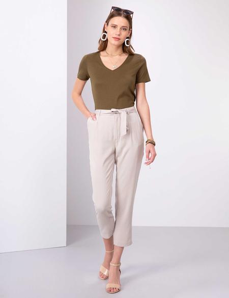 Bej Havuç Fit Kumaş Pantolon - 50202845047