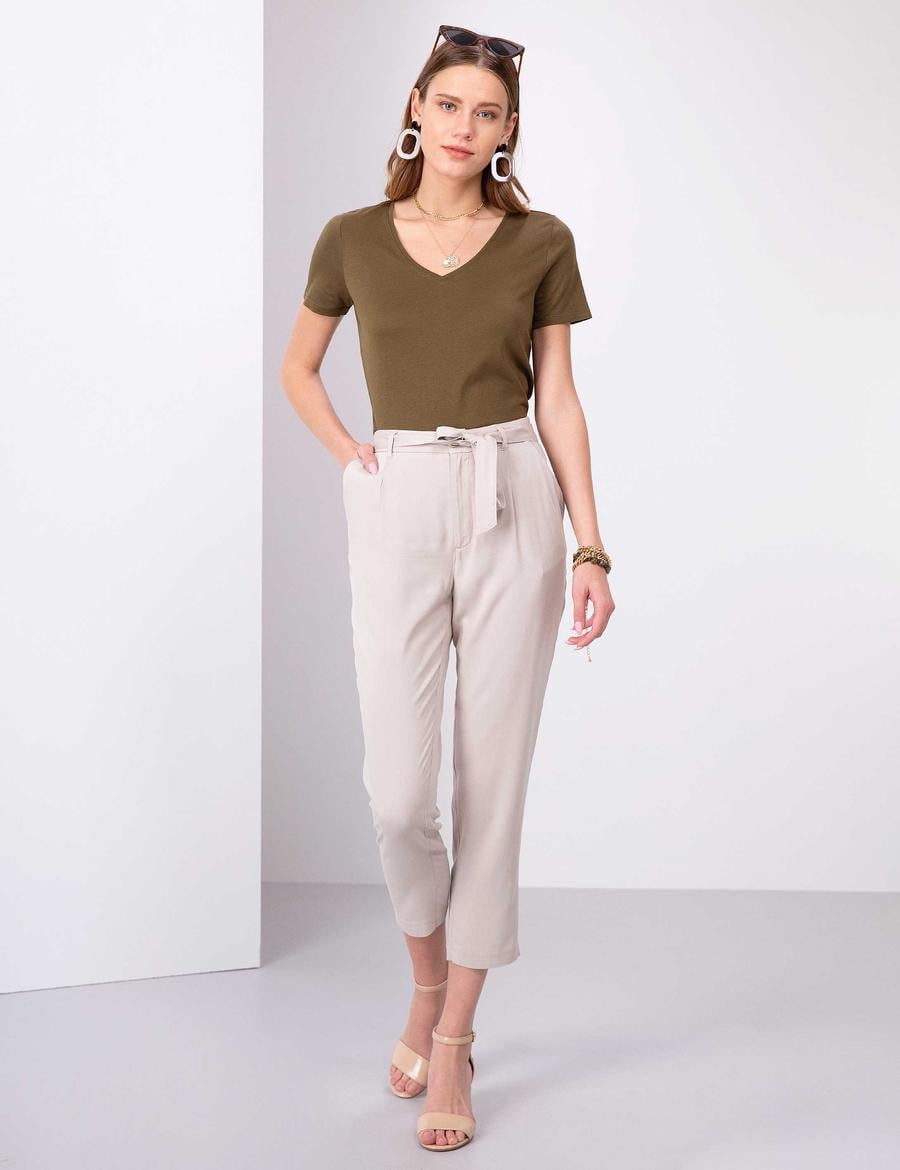 Bej Havuç Fit Kumaş Pantolon