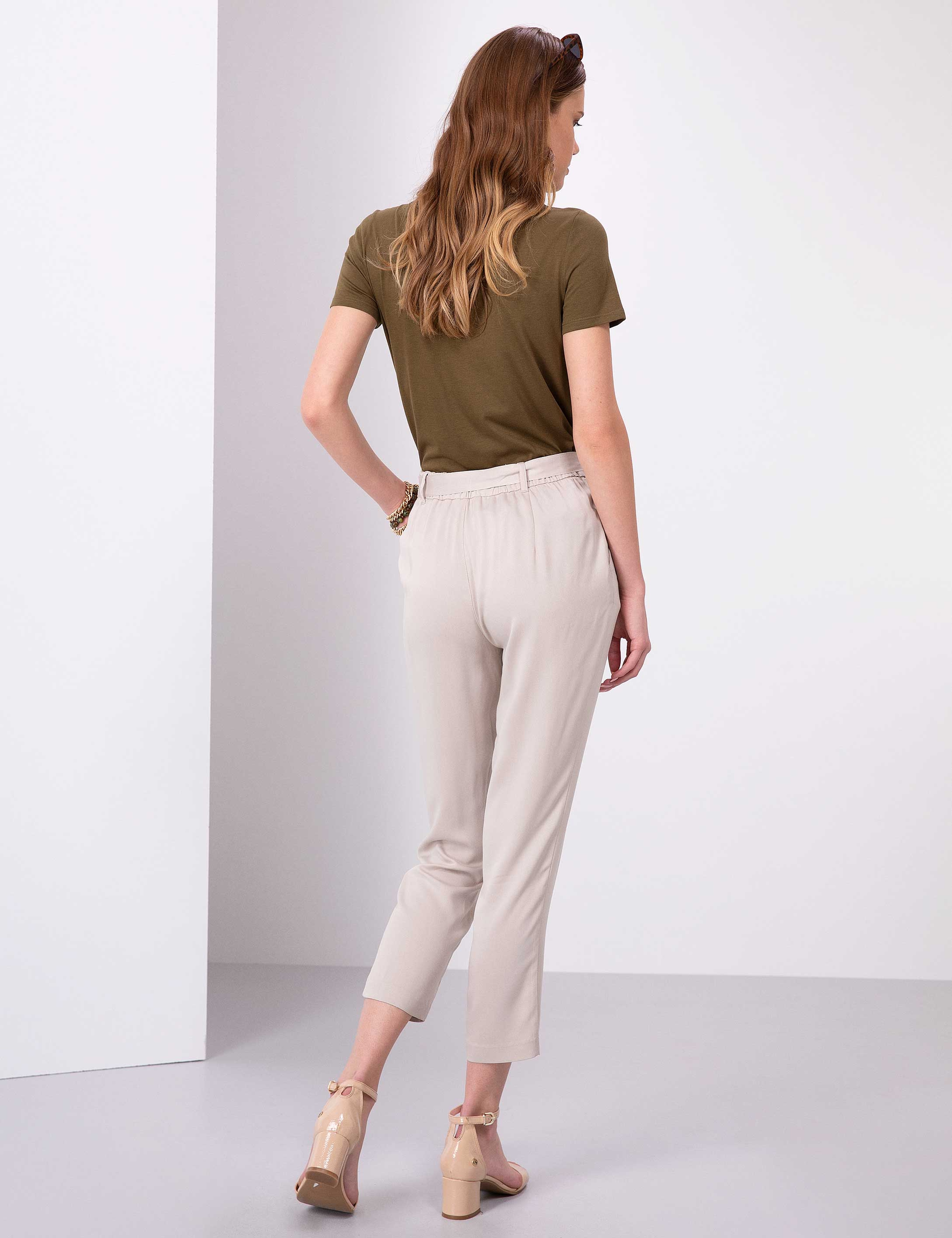 Bej Havuç Fit Kumaş Pantolon - Image 3